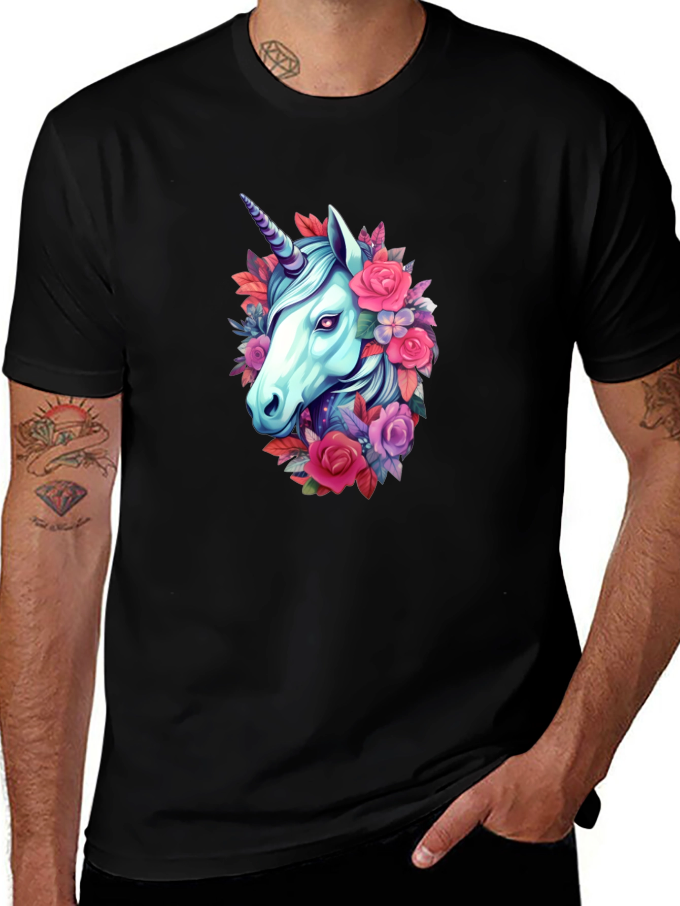 Floral Unicorn Graphic T-Shirt