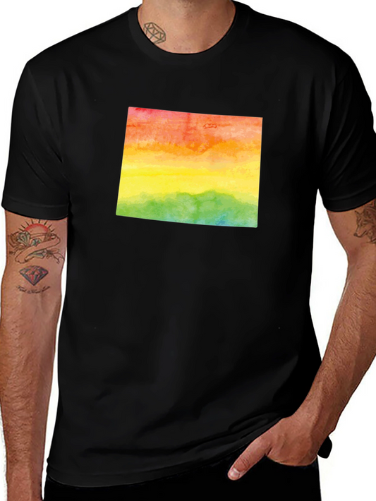Rainbow Watercolor State Graphic T-Shirt