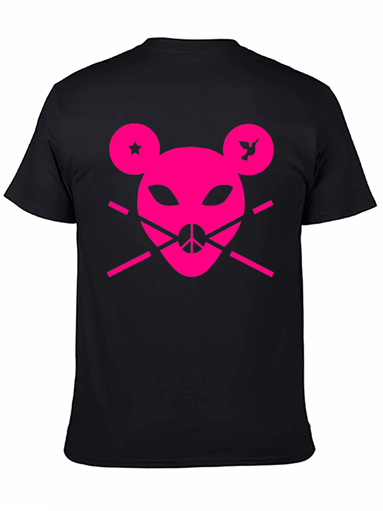 Abstract Pink Mouse Graphic Tee - Unisex Black T-Shirt