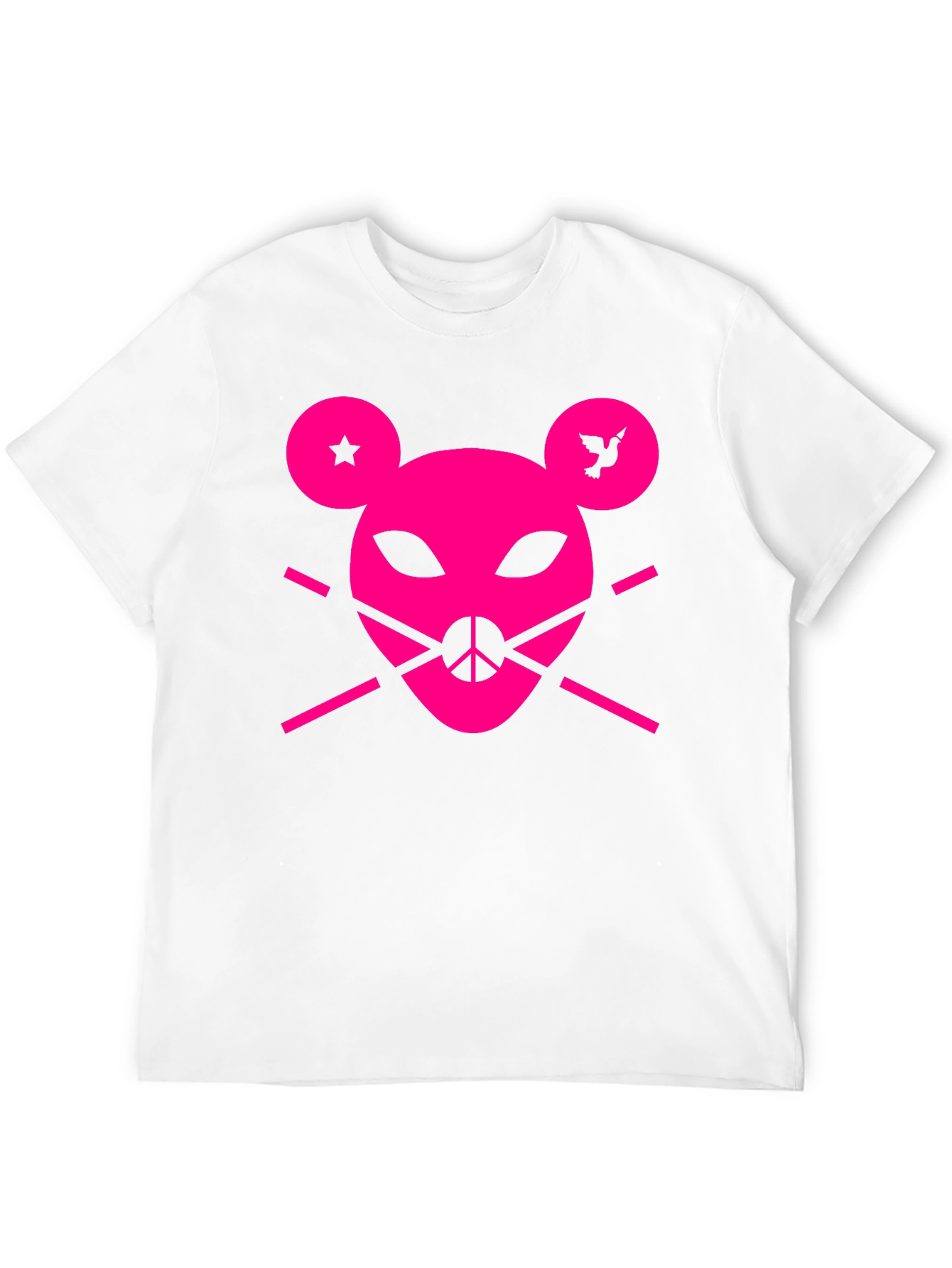 Abstract Pink Mouse Graphic Tee - Unisex Black T-Shirt