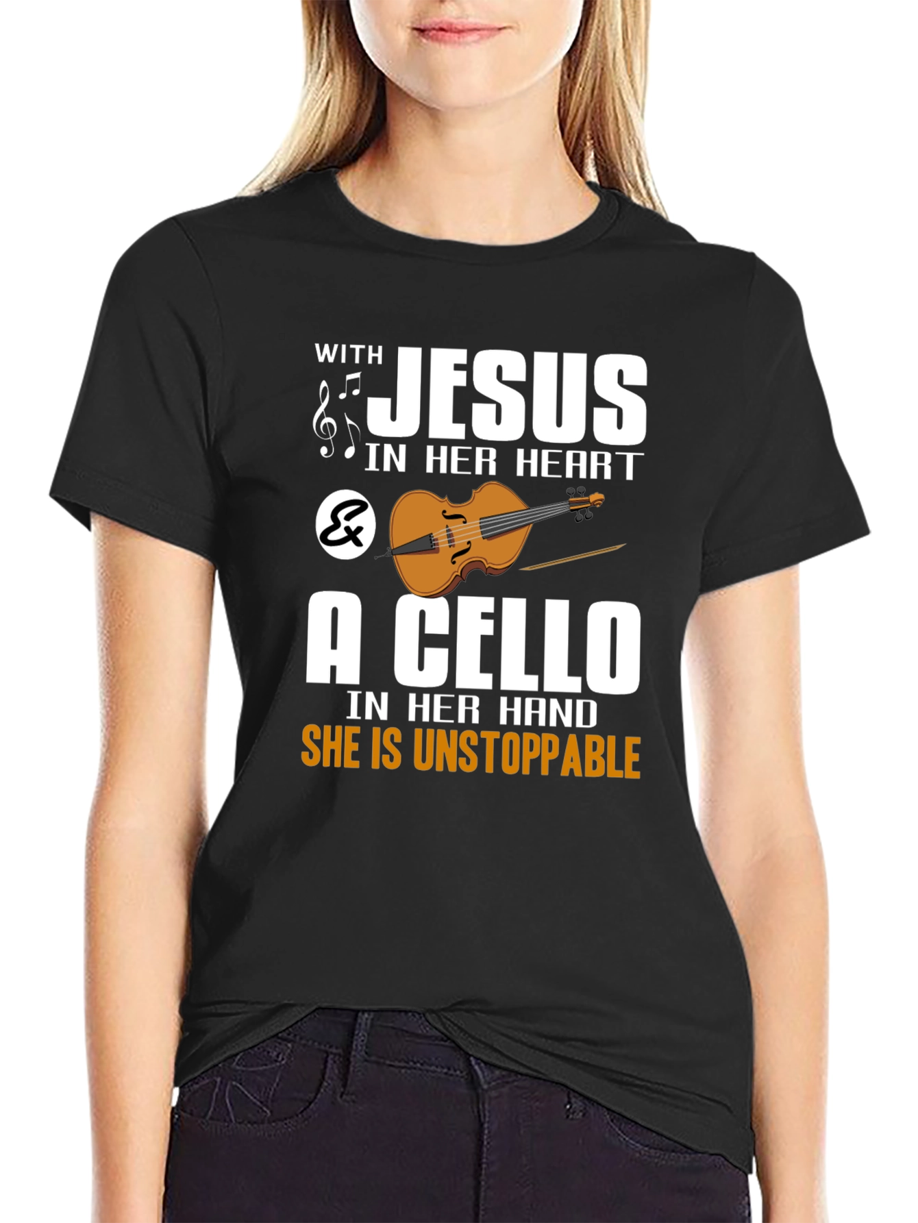 Jesus & Cello T-Shirt: Unstoppable Faith & Music Tee