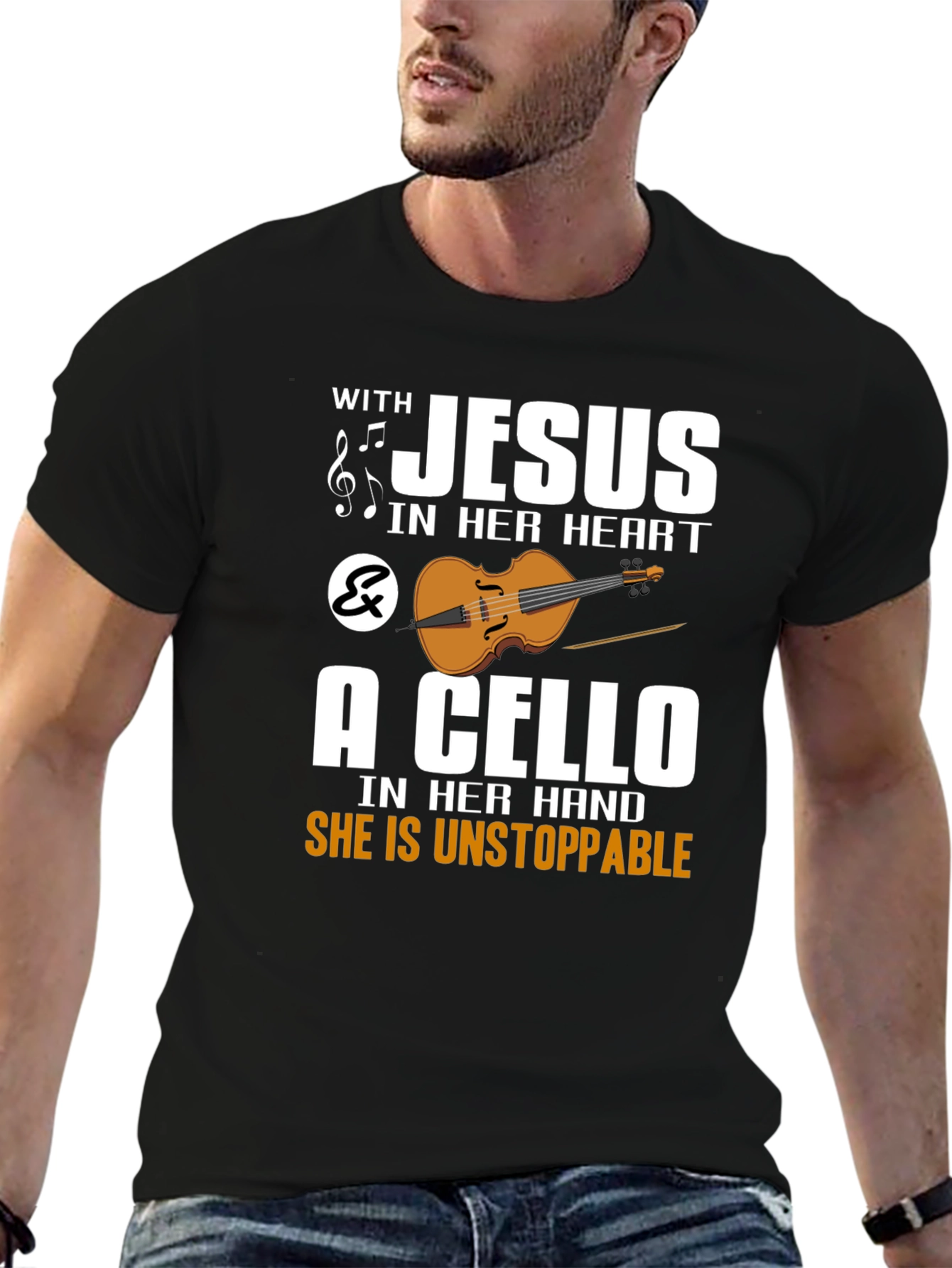 Jesus & Cello T-Shirt: Unstoppable Faith & Music Tee
