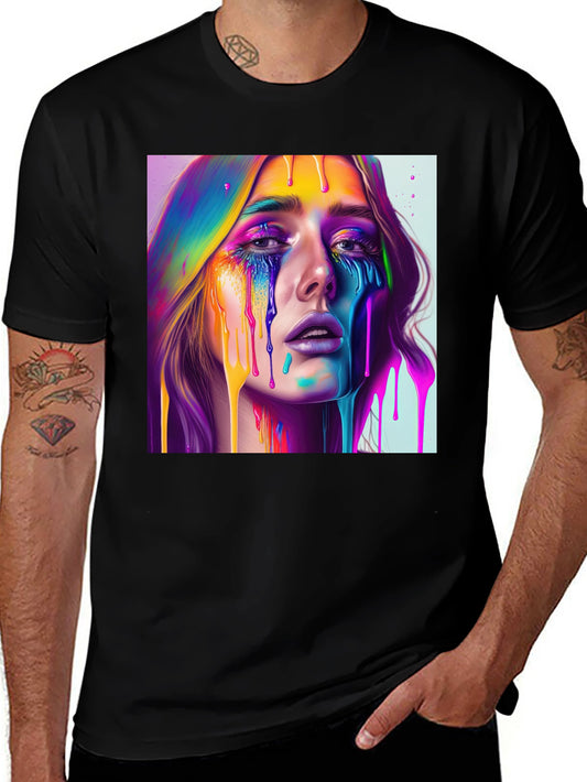 Colorful Tears Graphic T-Shirt - Unisex Fashion Tee