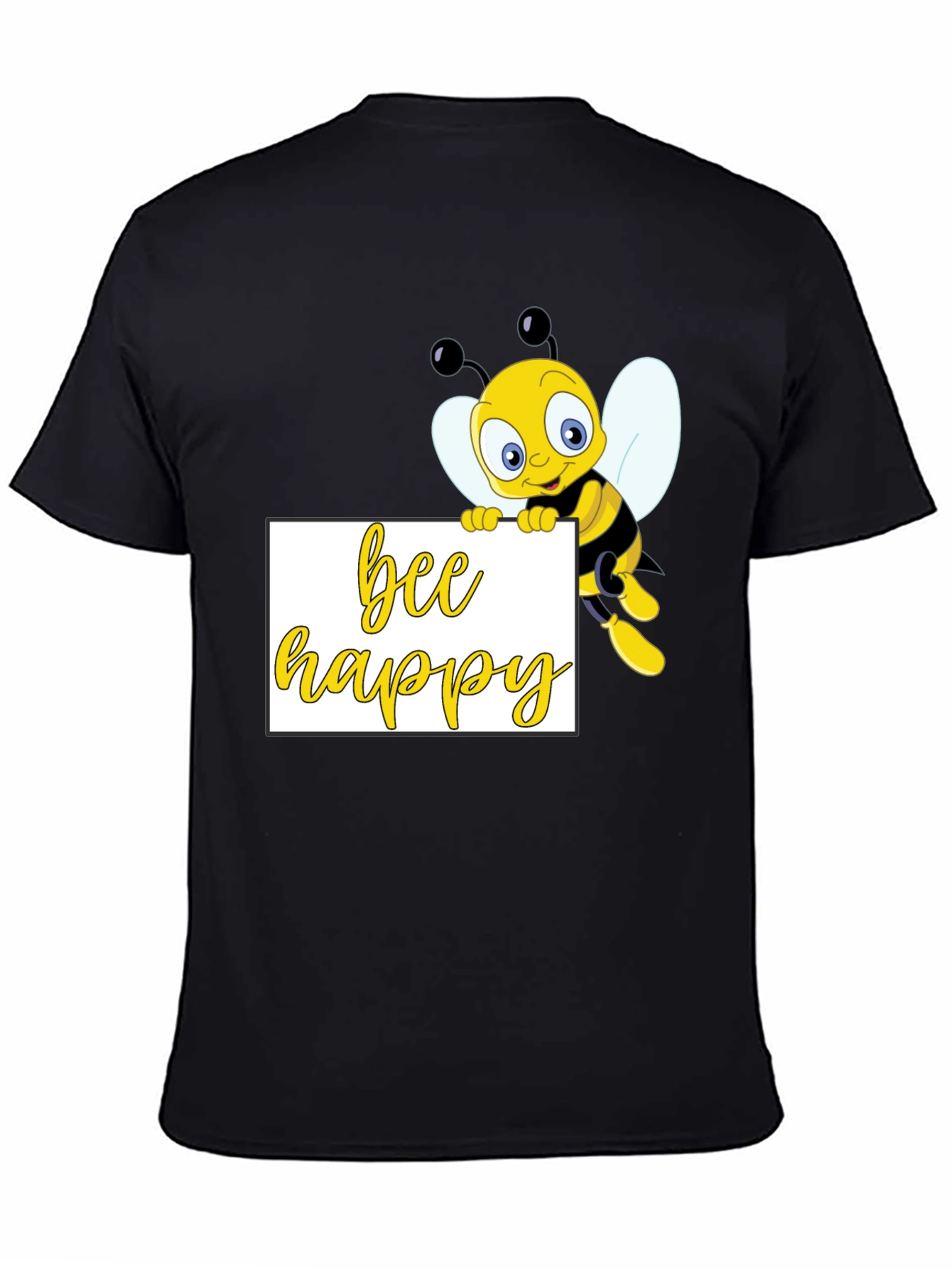 Bee Happy Graphic T-Shirt - Black Cotton Tee