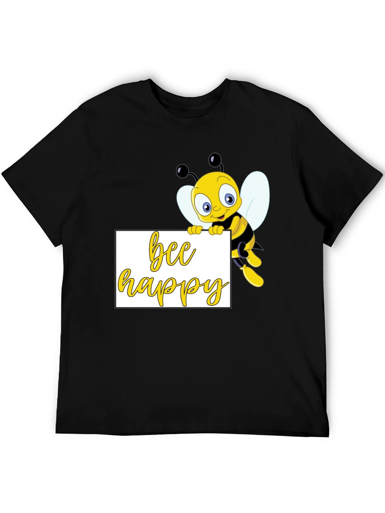 Bee Happy Graphic T-Shirt - Black Cotton Tee