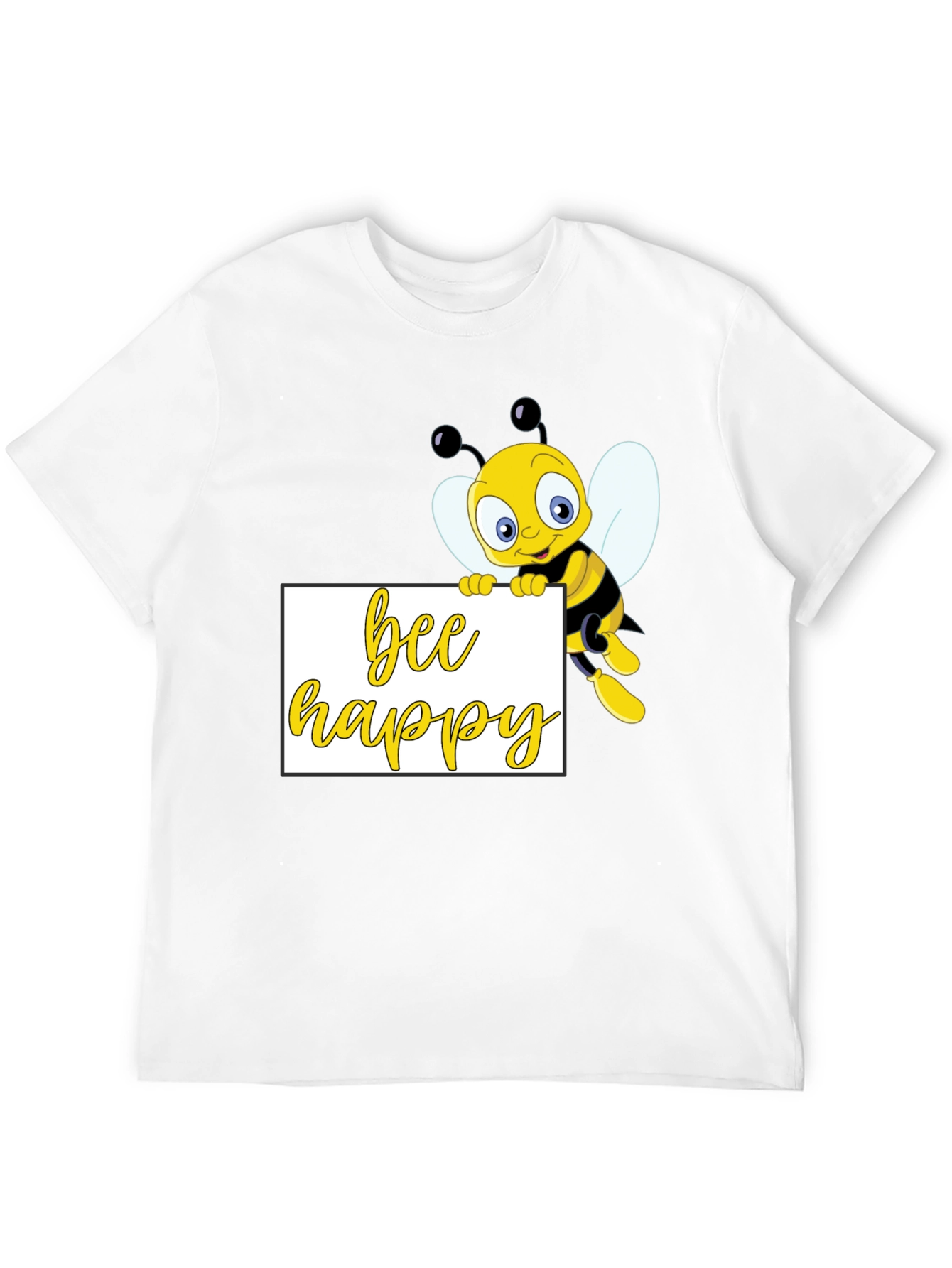 Bee Happy Graphic T-Shirt - Black Cotton Tee