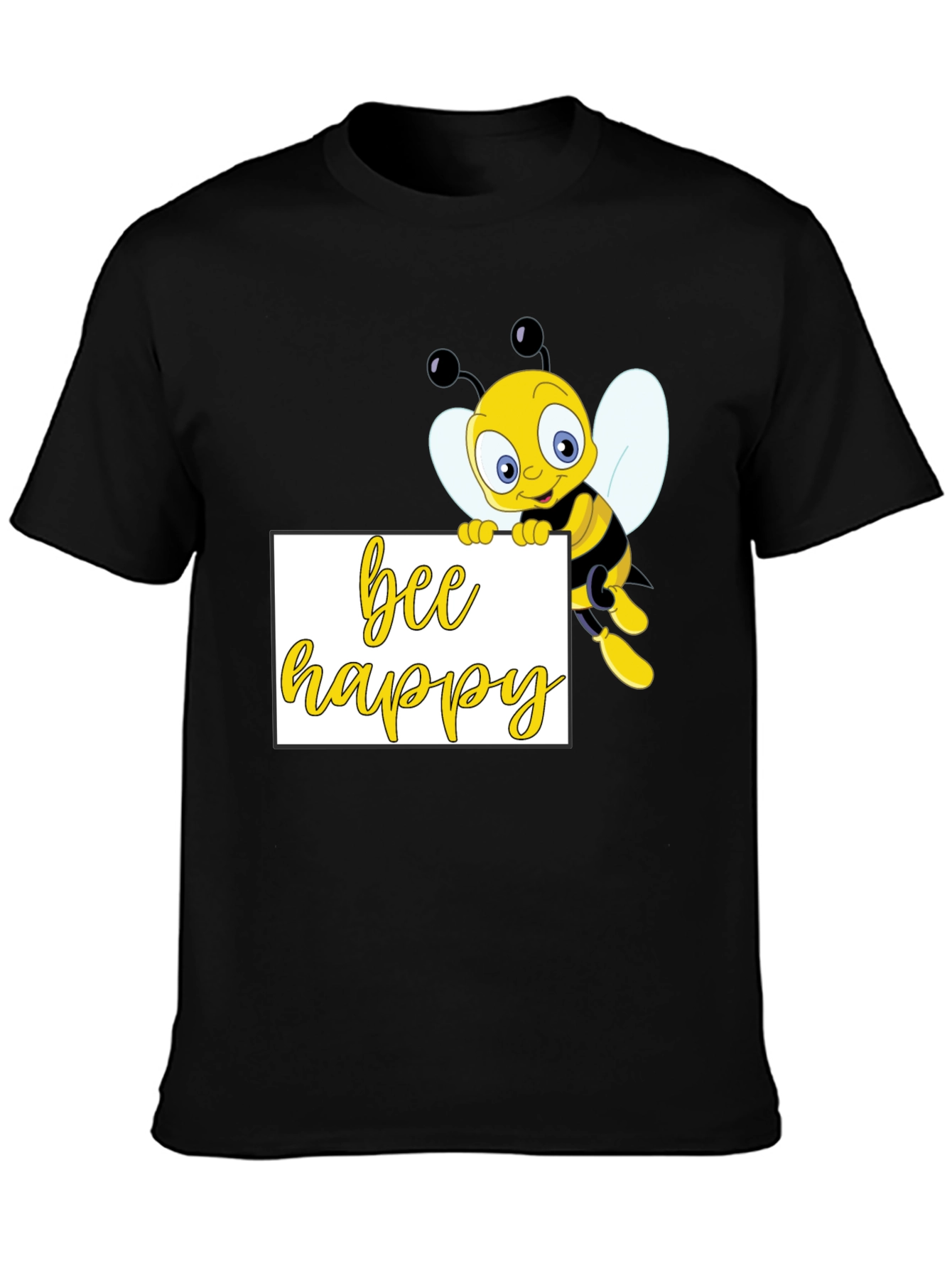 Bee Happy Graphic T-Shirt - Black Cotton Tee