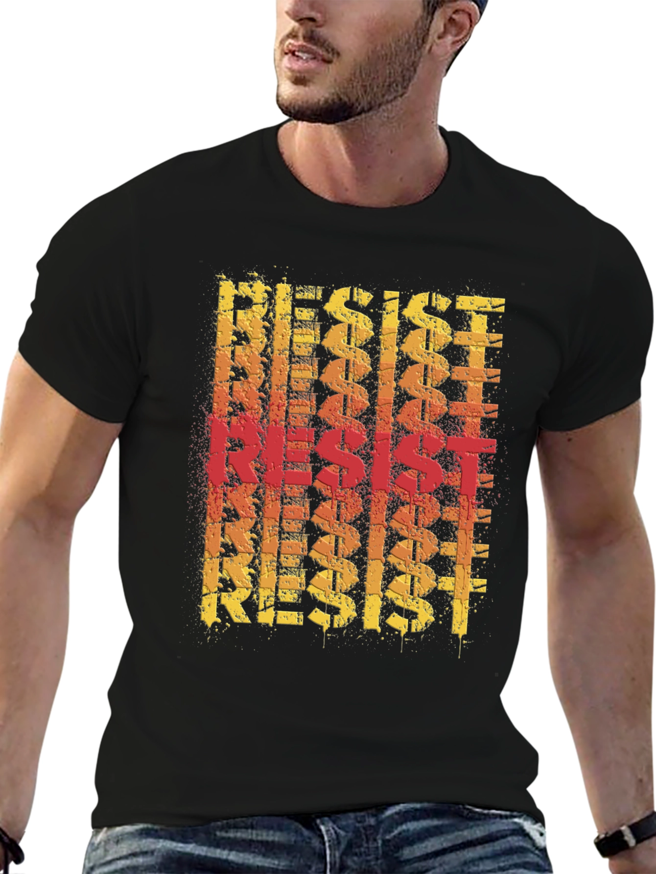 Resist Graphic Print Tee - Bold Statement T-Shirt