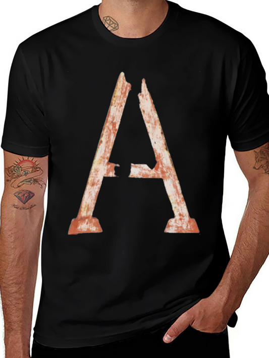 Rustic Letter A Graphic Tee - Distressed Style Shirt