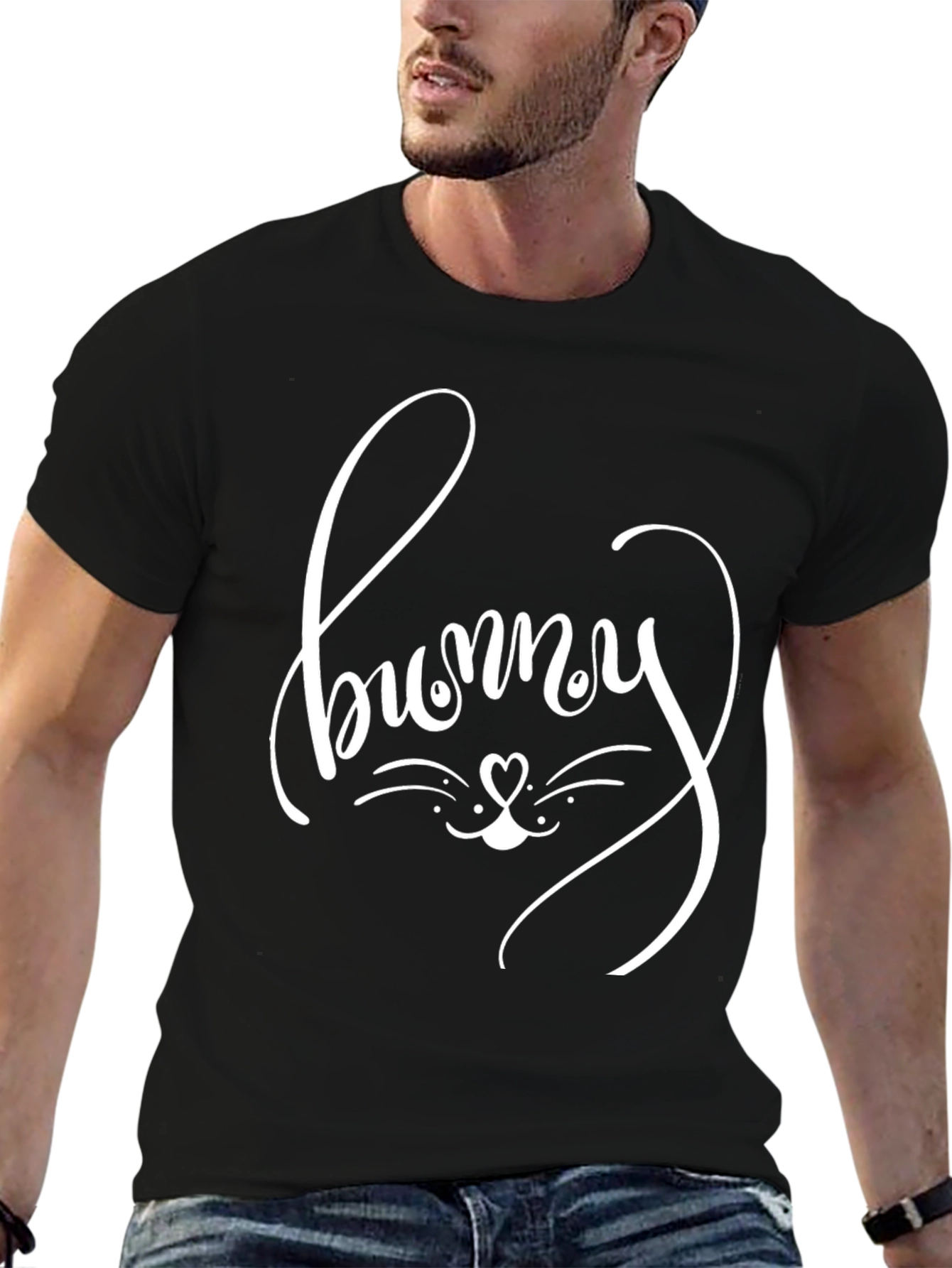 Bunny Graphic Tee - Black Cotton Blend