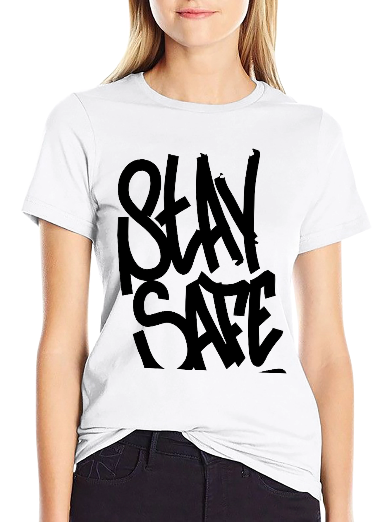 Stay Safe Black Graphic T-Shirt