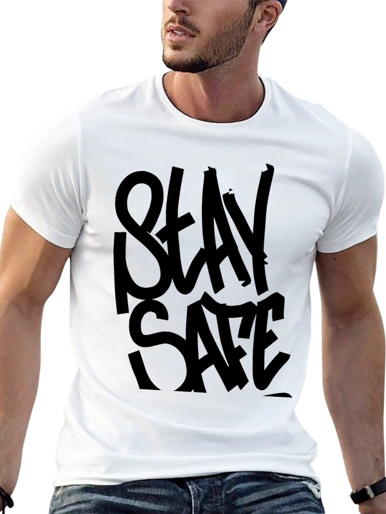 Stay Safe Black Graphic T-Shirt