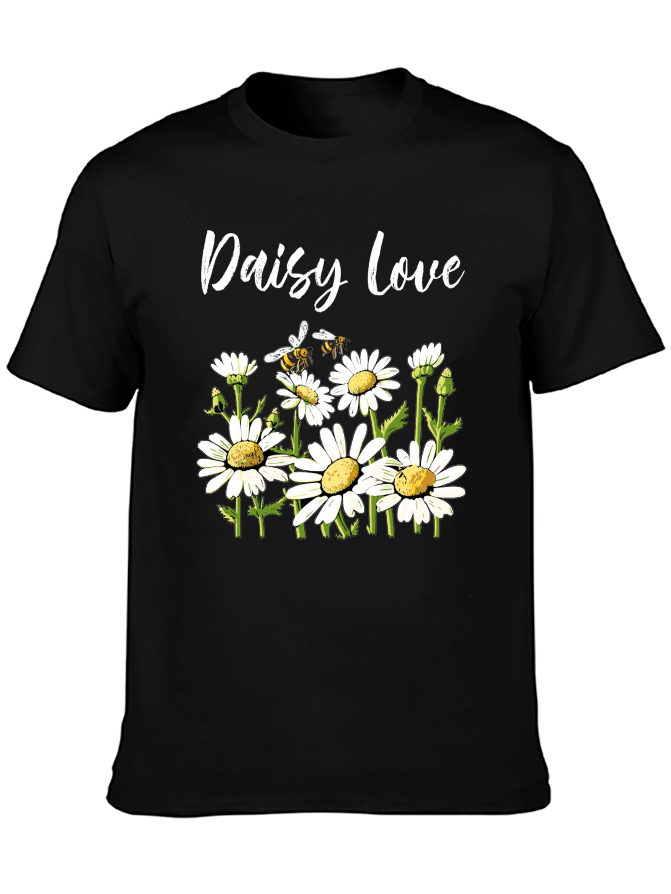 Daisy Love Graphic Tee - Black Cotton T-Shirt