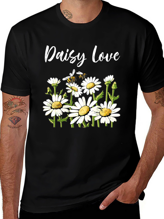 Daisy Love Graphic Tee - Black Cotton T-Shirt