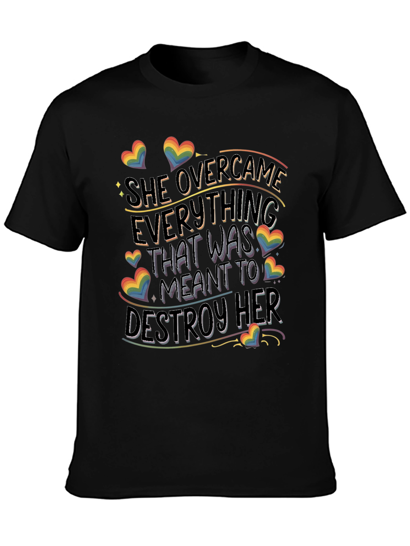 She Overcame T-Shirt | Pride LGBTQ+ Rainbow Heart