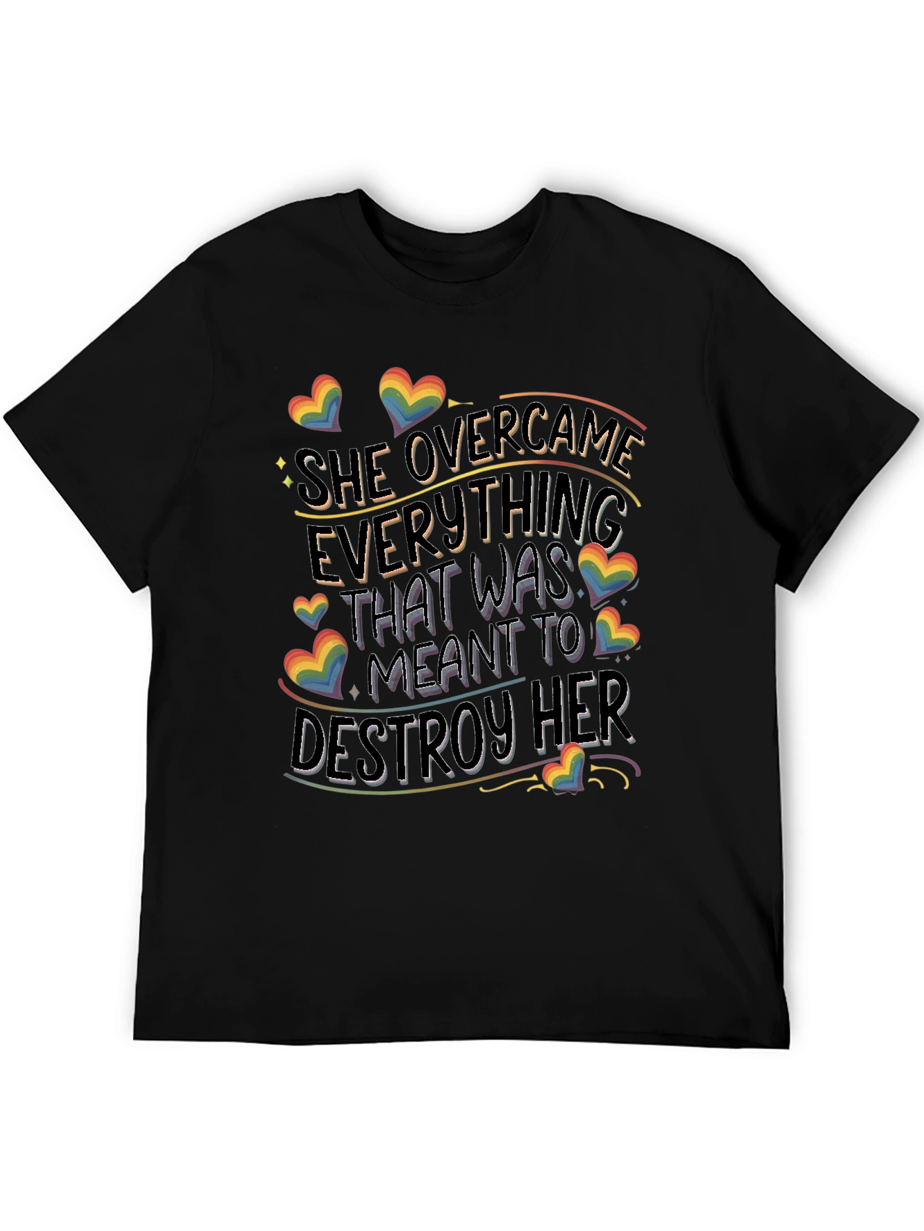 She Overcame T-Shirt | Pride LGBTQ+ Rainbow Heart
