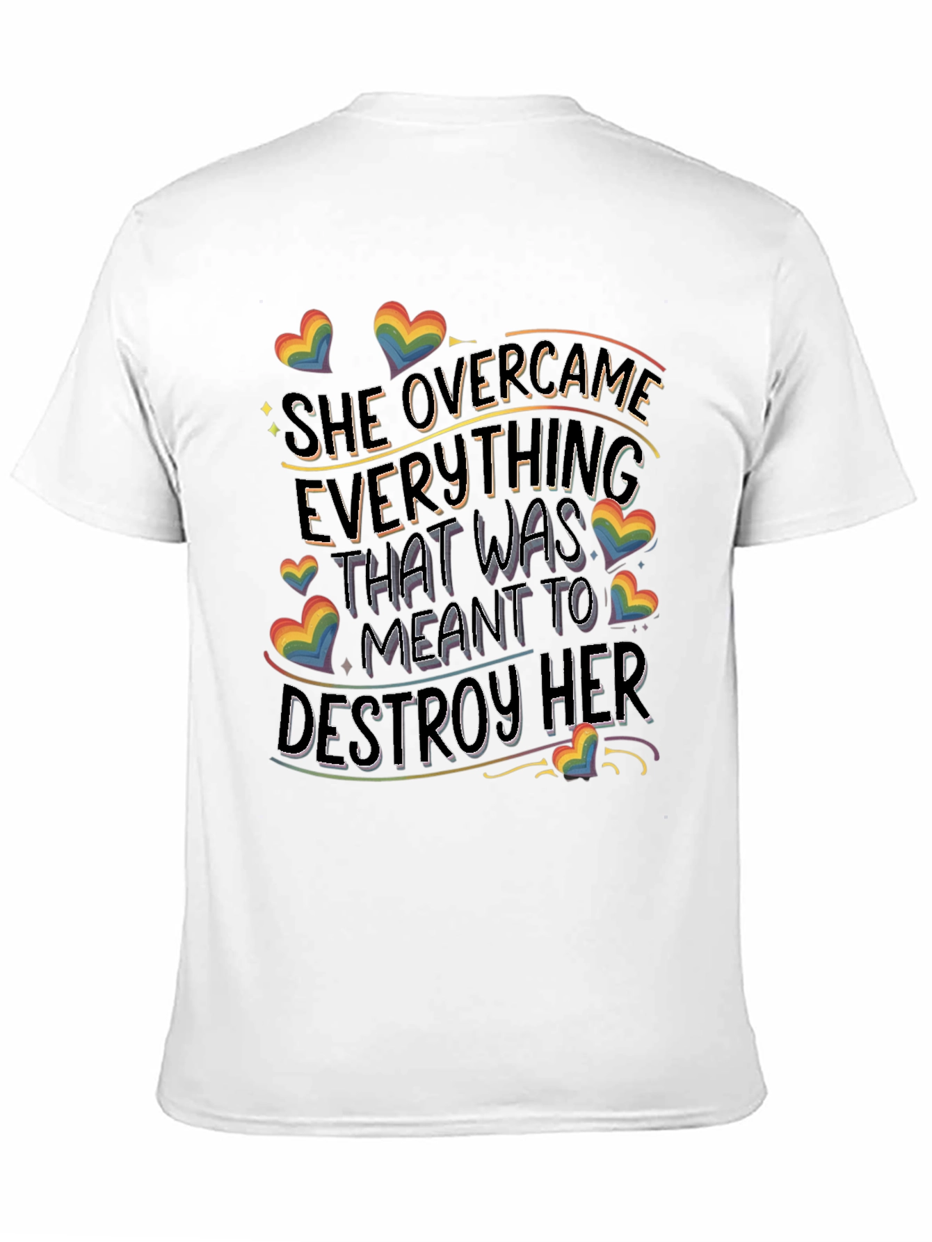 She Overcame T-Shirt | Pride LGBTQ+ Rainbow Heart