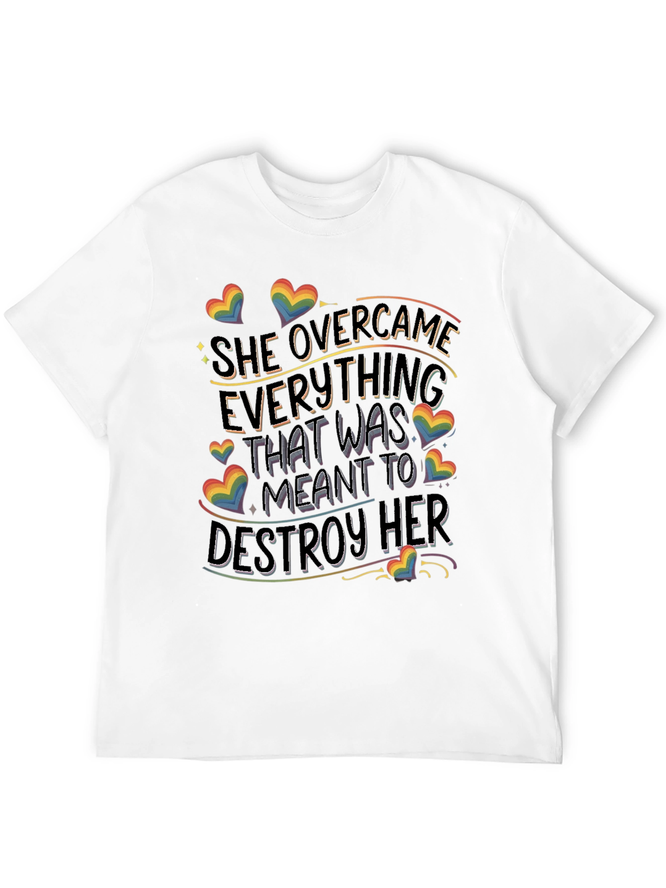 She Overcame T-Shirt | Pride LGBTQ+ Rainbow Heart