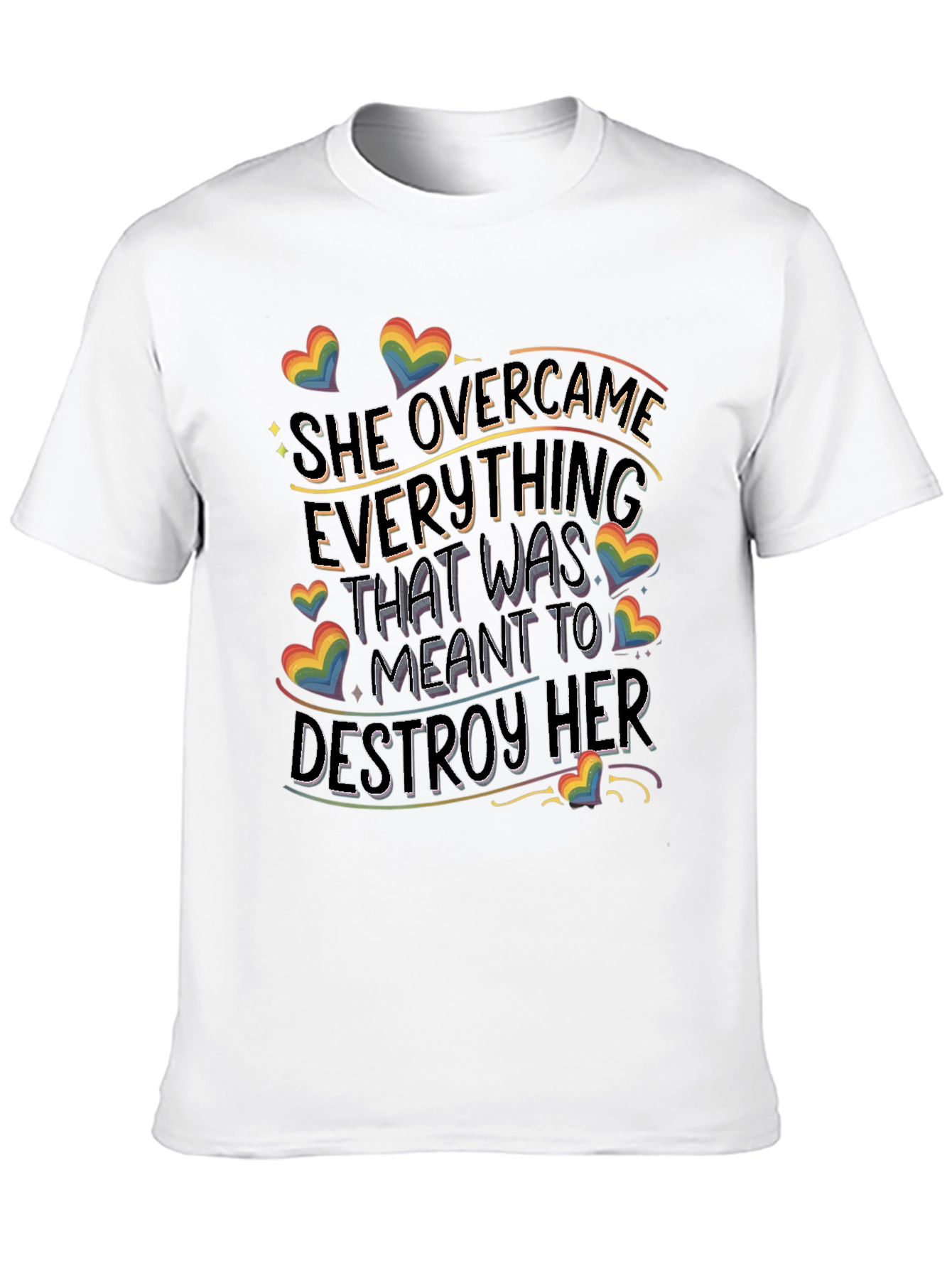 She Overcame T-Shirt | Pride LGBTQ+ Rainbow Heart
