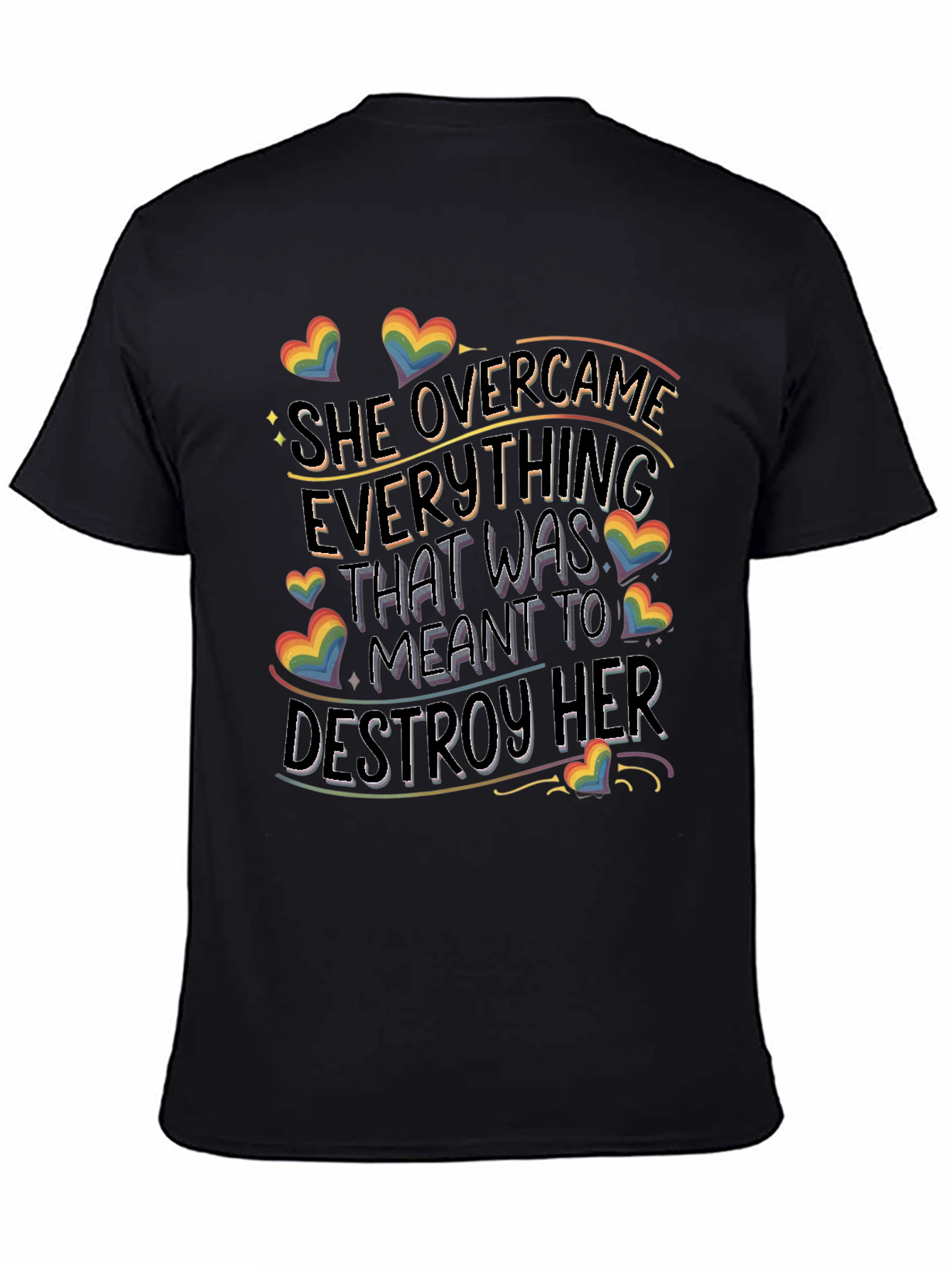 She Overcame T-Shirt | Pride LGBTQ+ Rainbow Heart