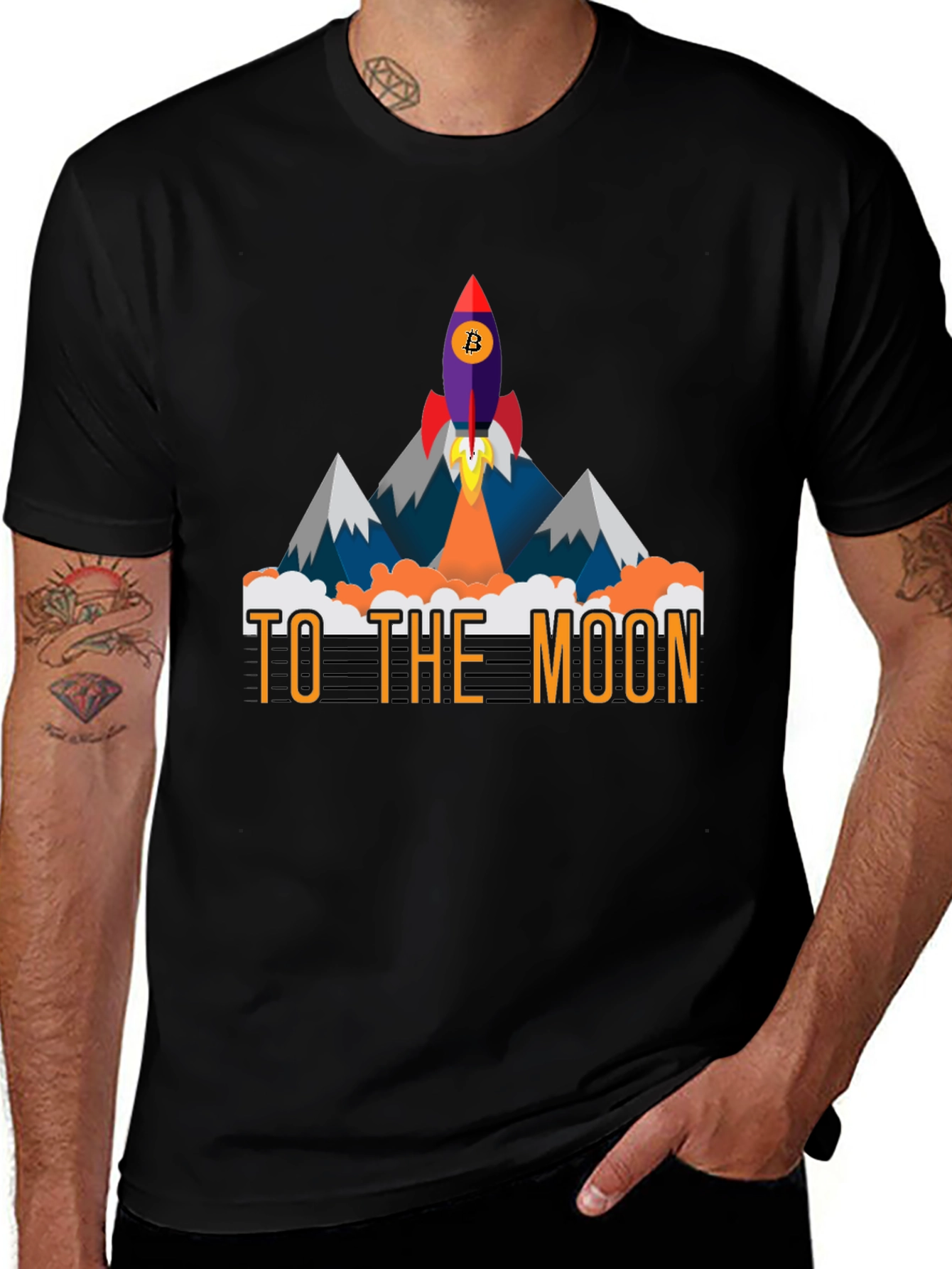 To The Moon Bitcoin Rocket Graphic Tee