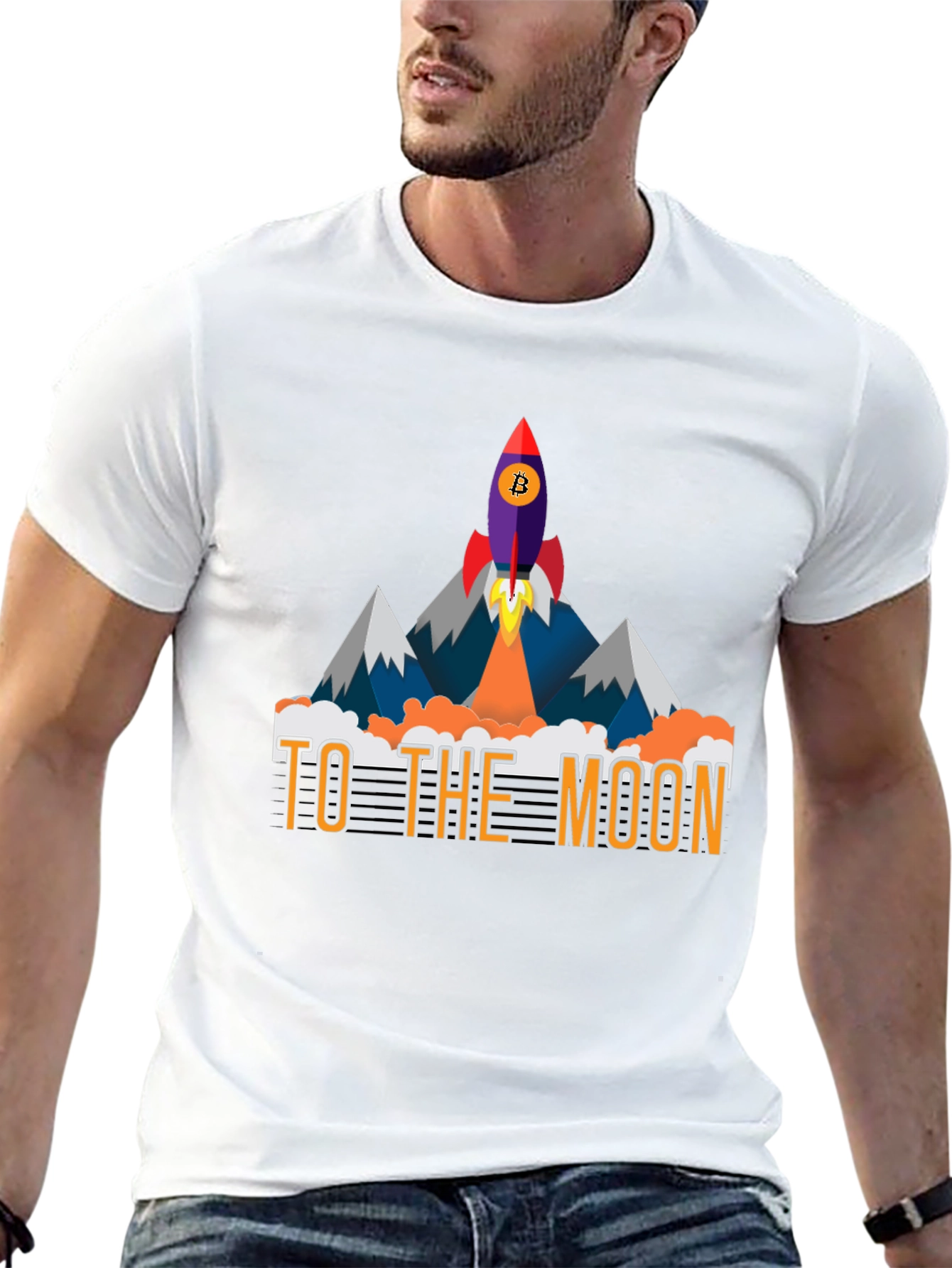 To The Moon Bitcoin Rocket Graphic Tee