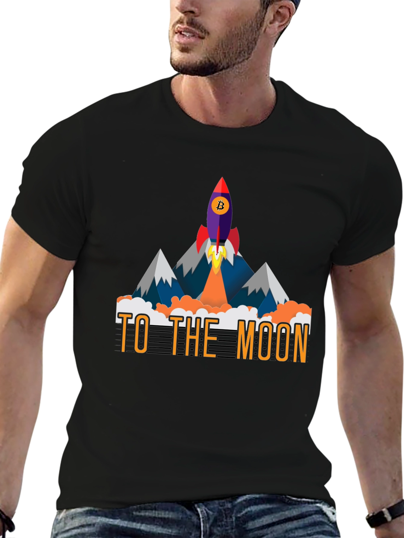 To The Moon Bitcoin Rocket Graphic Tee