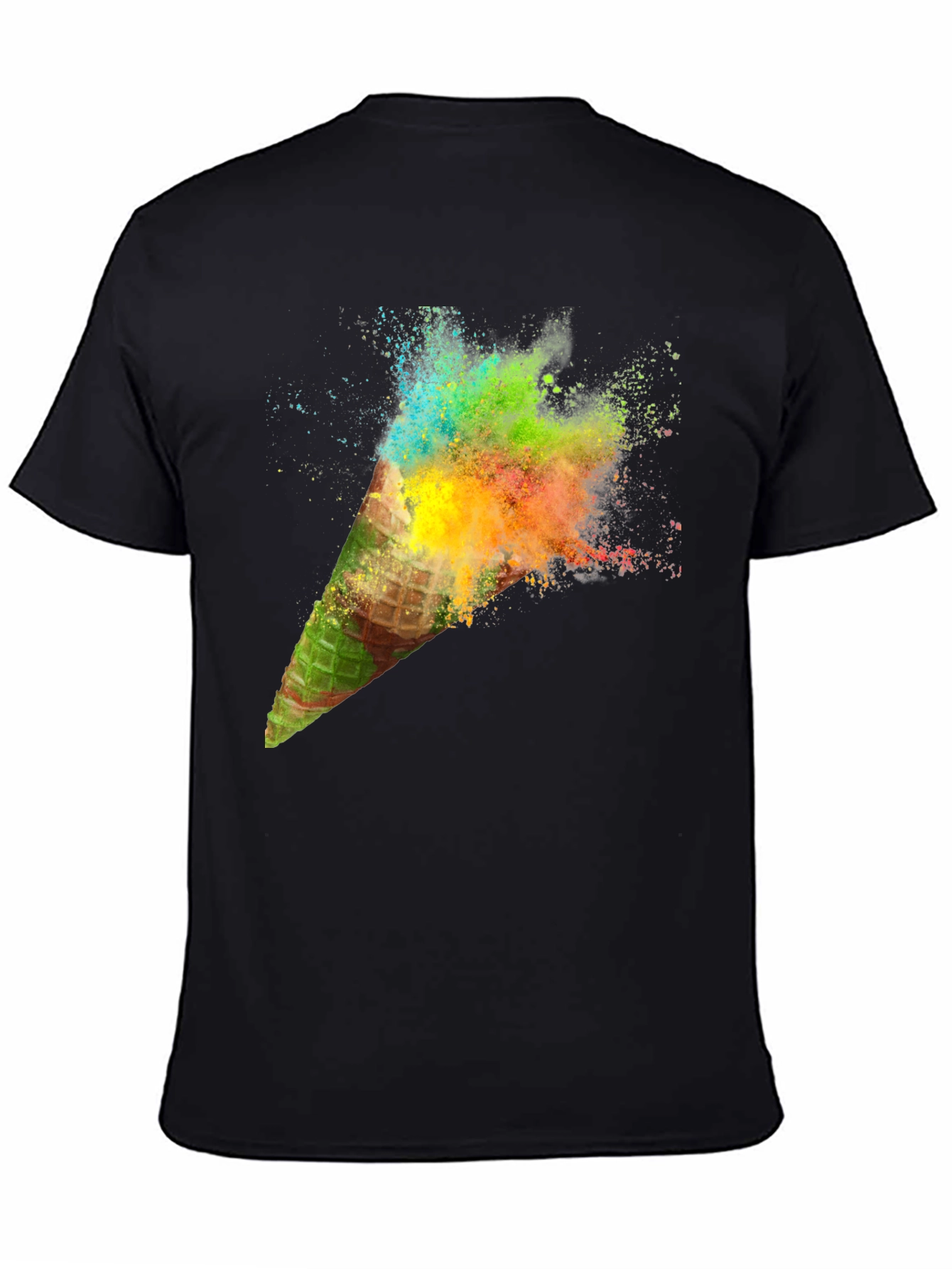 Mens Black Ice Cream Cone Explosion Graphic Tee