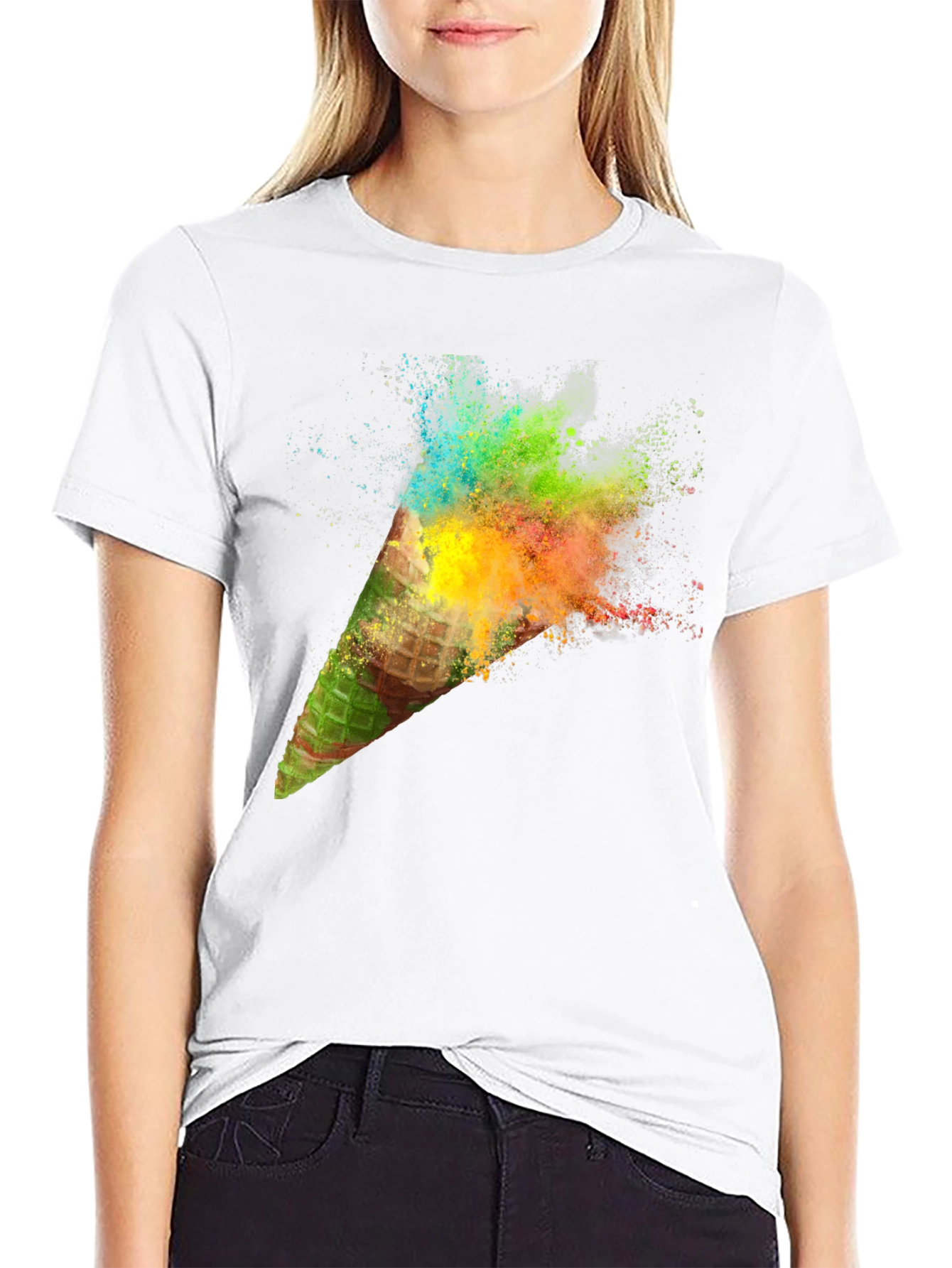 Mens Black Ice Cream Cone Explosion Graphic Tee