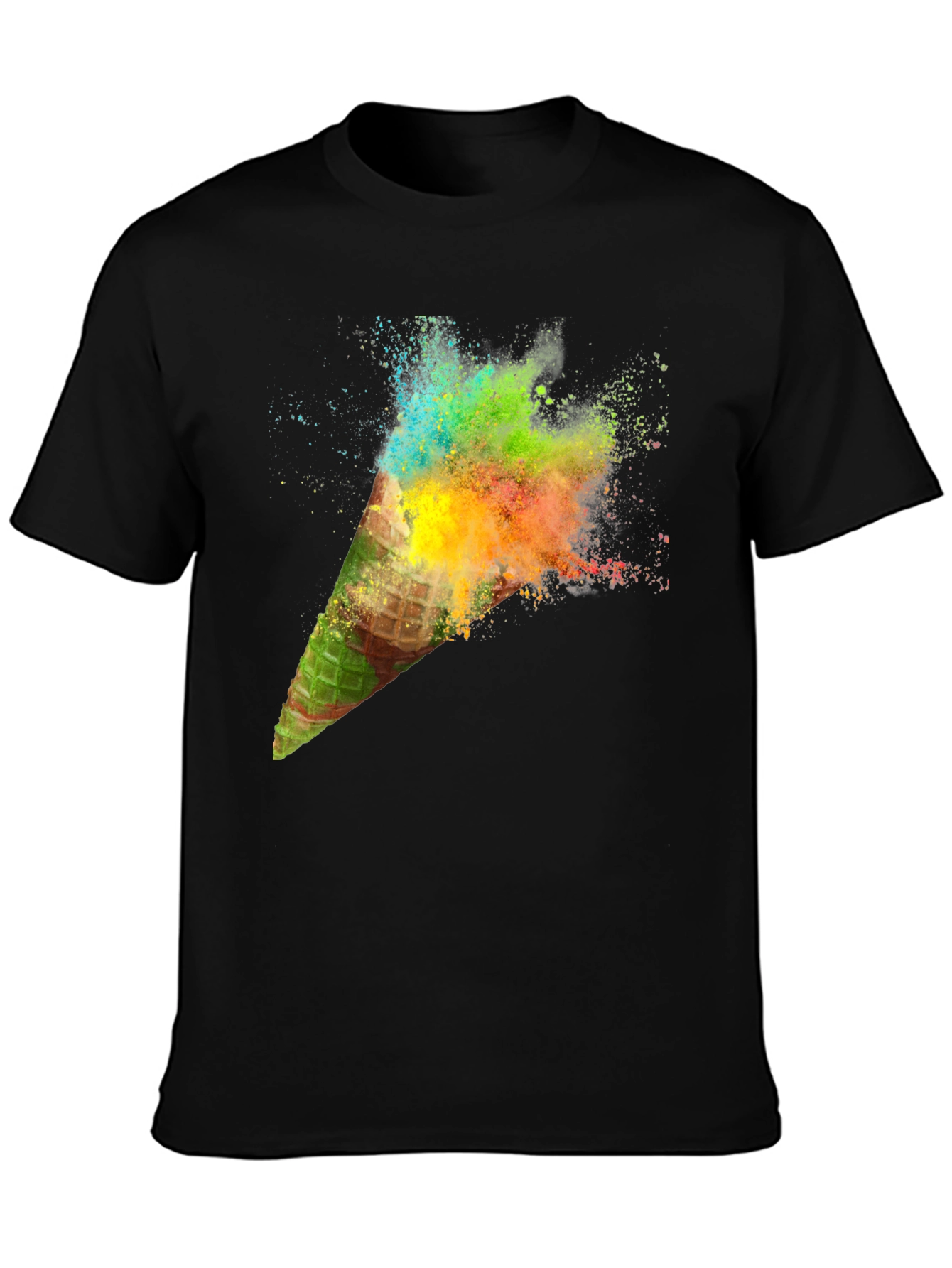 Mens Black Ice Cream Cone Explosion Graphic Tee