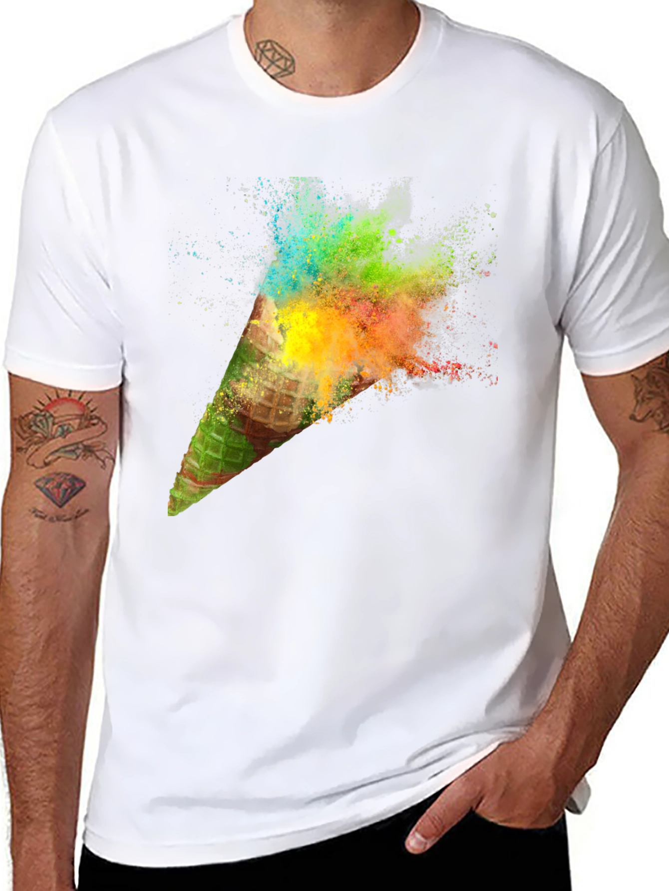 Mens Black Ice Cream Cone Explosion Graphic Tee