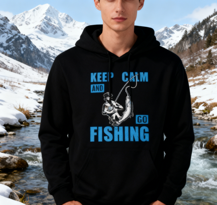 Minimalist 'GO FISHING' Print Hoodie
