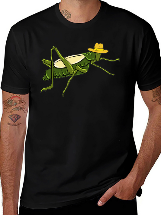 Grasshopper with Hat T-Shirt - Black Graphic Tee