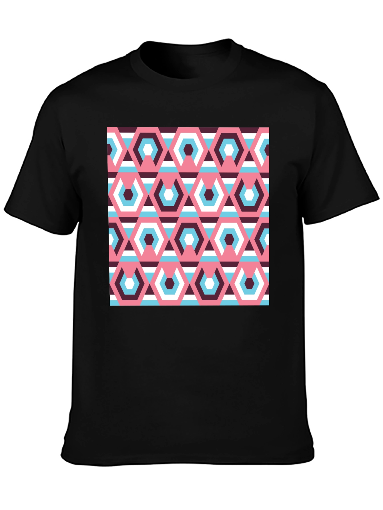 Retro Geometric Hexagon Pattern T-Shirt