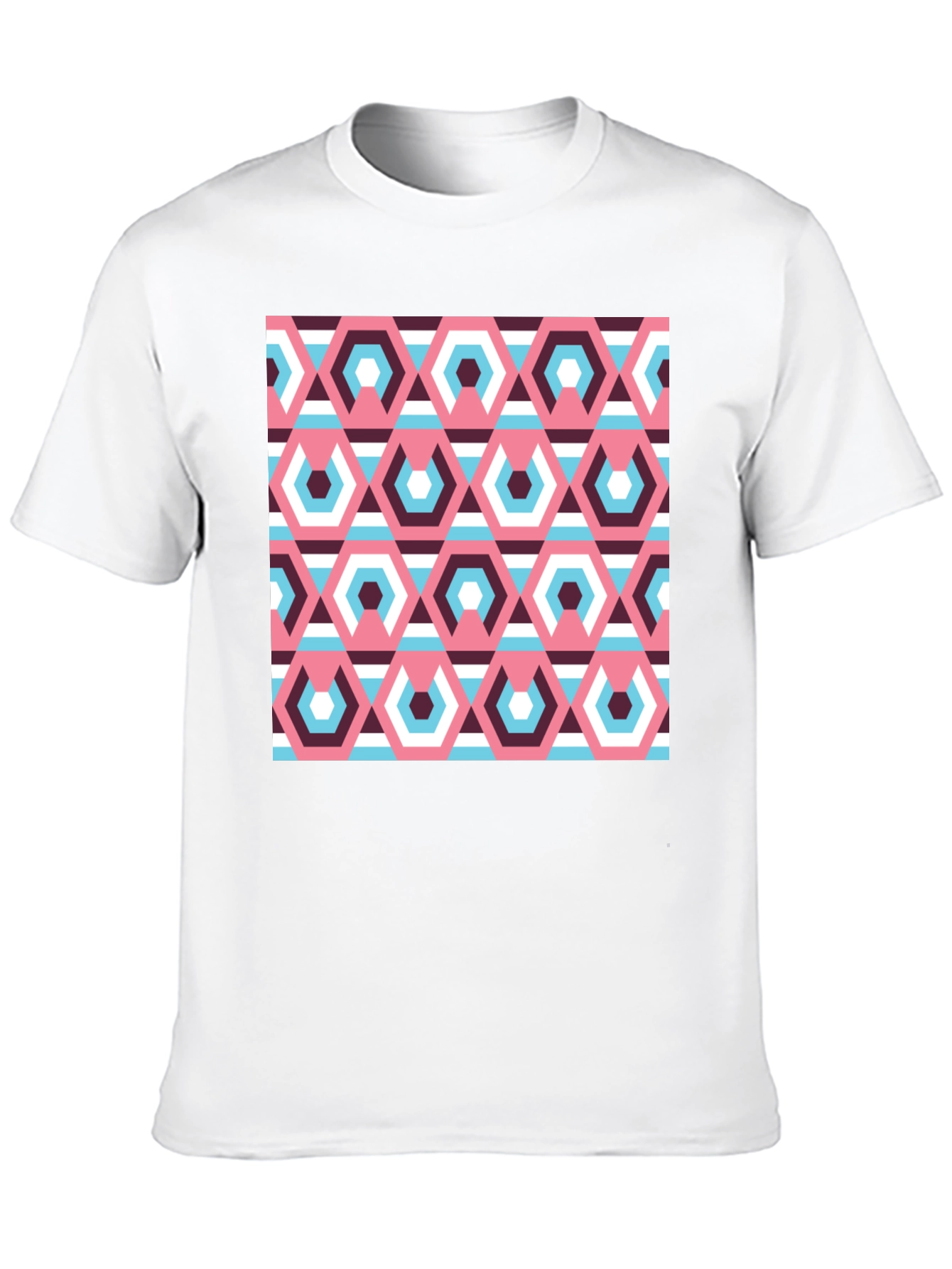Retro Geometric Hexagon Pattern T-Shirt