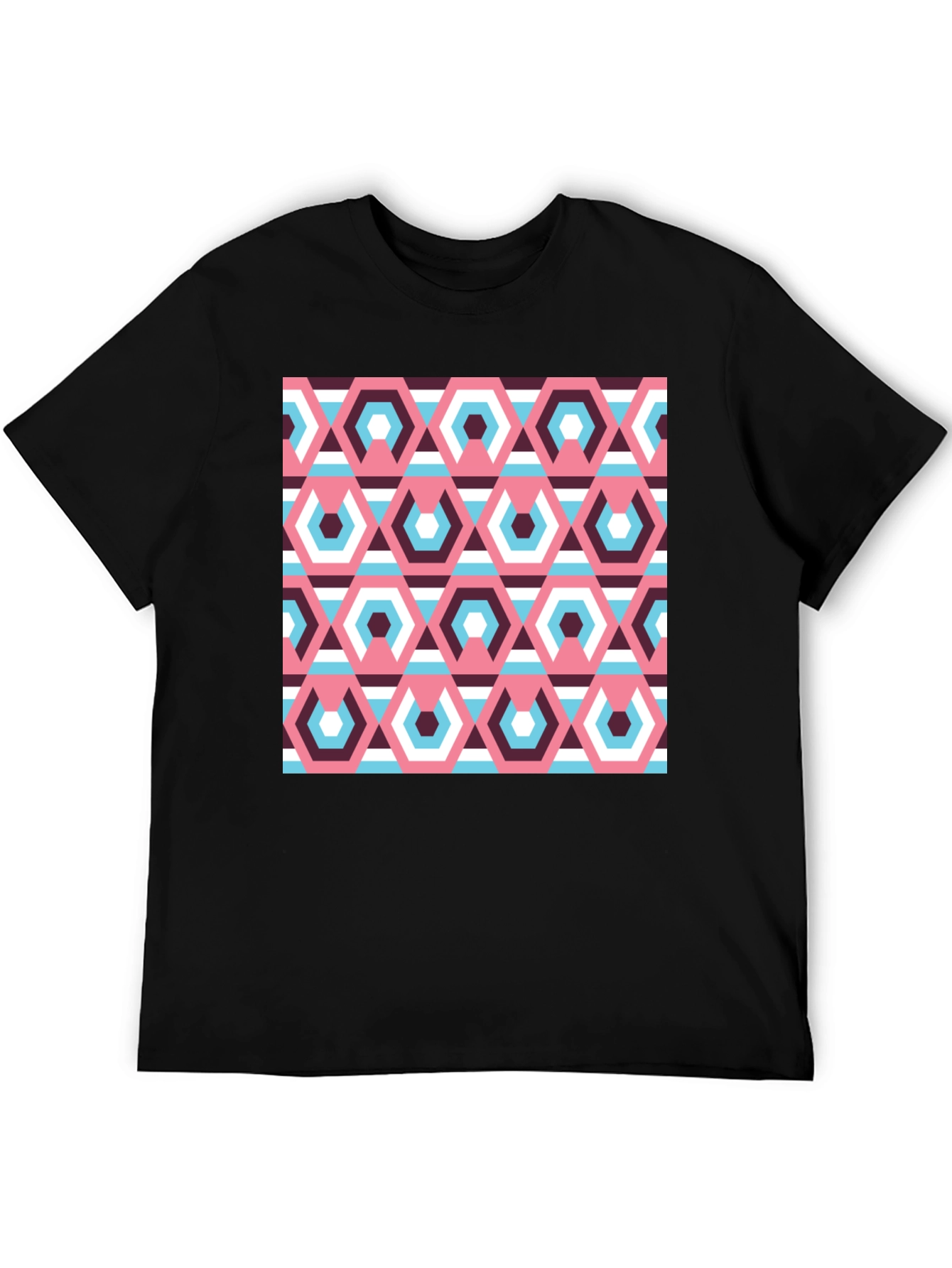 Retro Geometric Hexagon Pattern T-Shirt