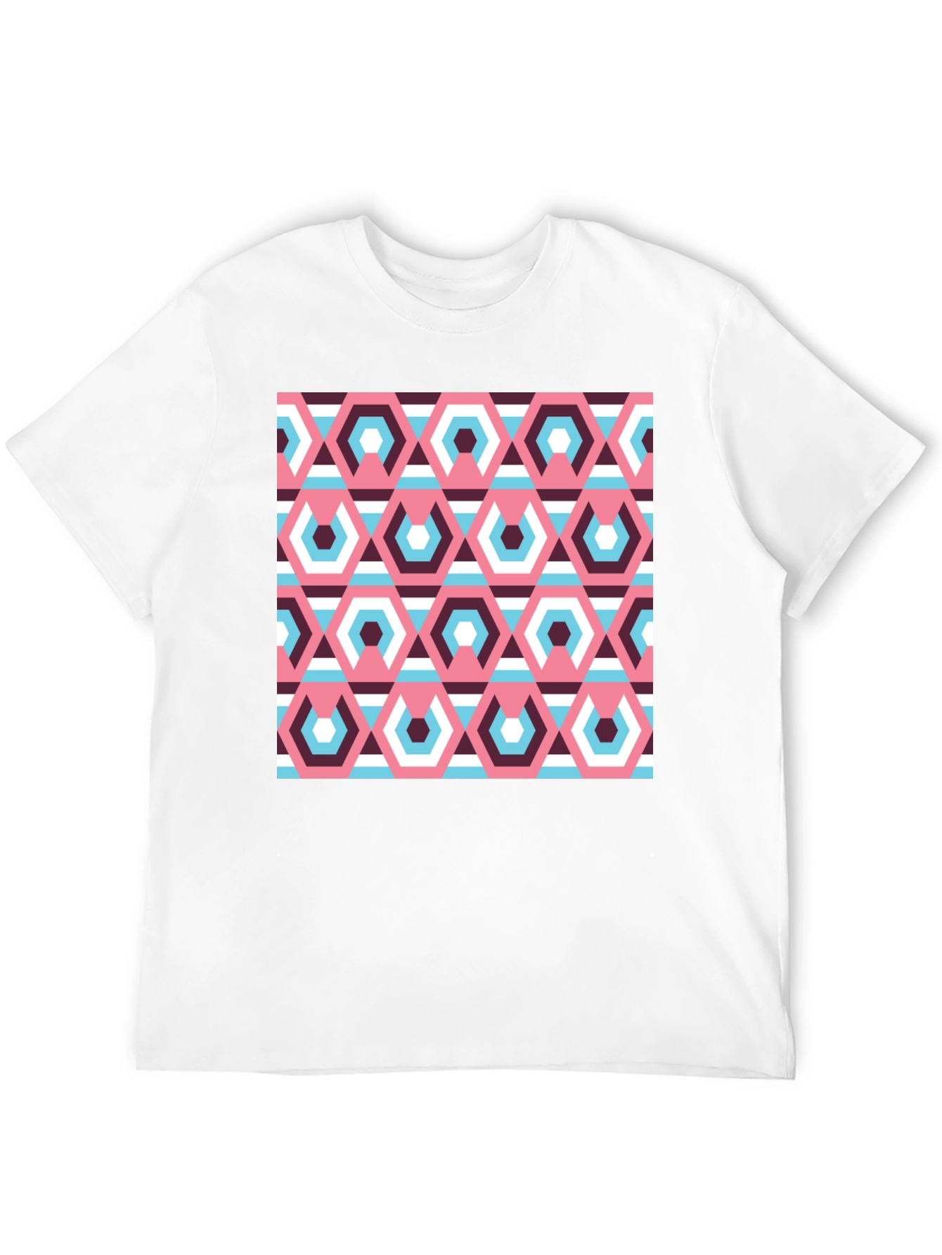 Retro Geometric Hexagon Pattern T-Shirt