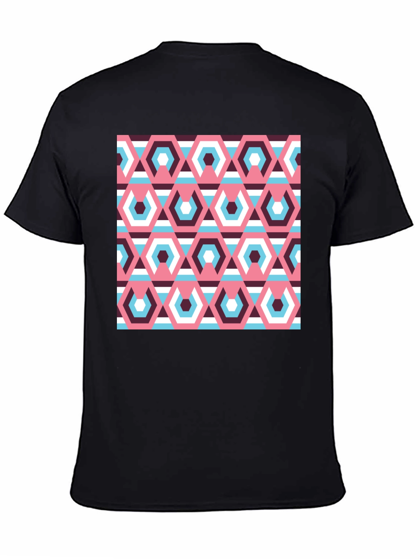 Retro Geometric Hexagon Pattern T-Shirt
