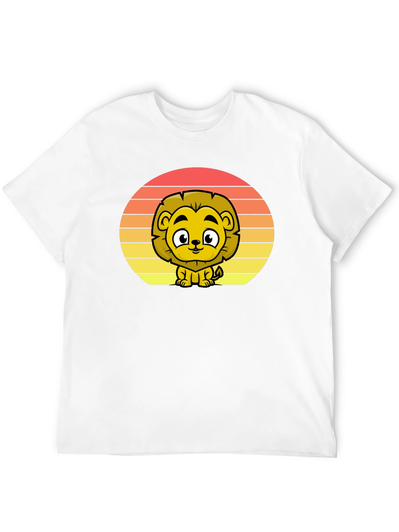 Cute Lion Sunset Graphic Tee - Black T-Shirt
