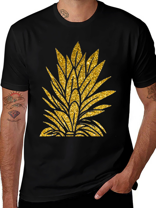 Gold Pineapple Leaf Graphic T-Shirt