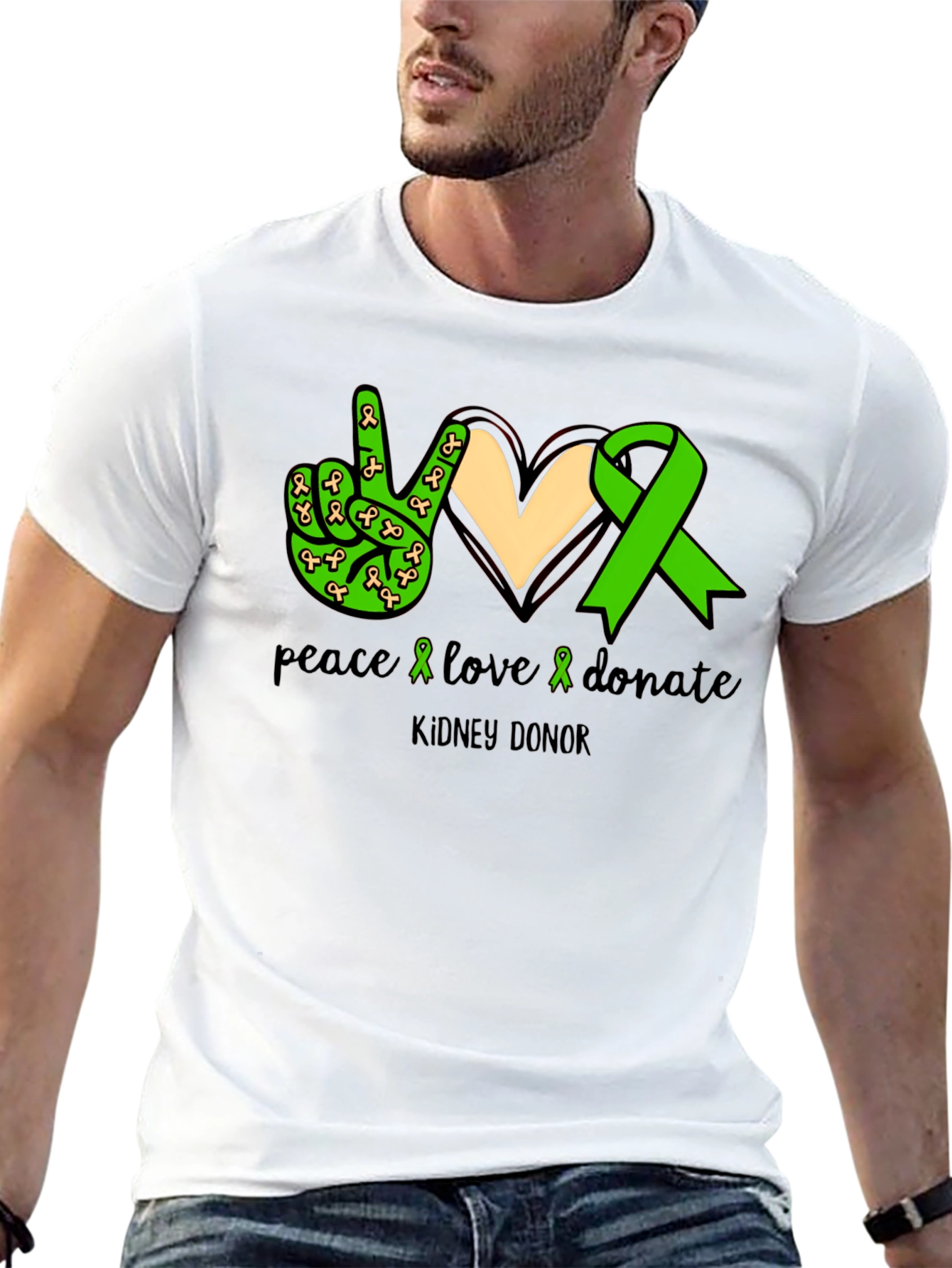 Peace Love Donate Kidney Donor Awareness T-Shirt