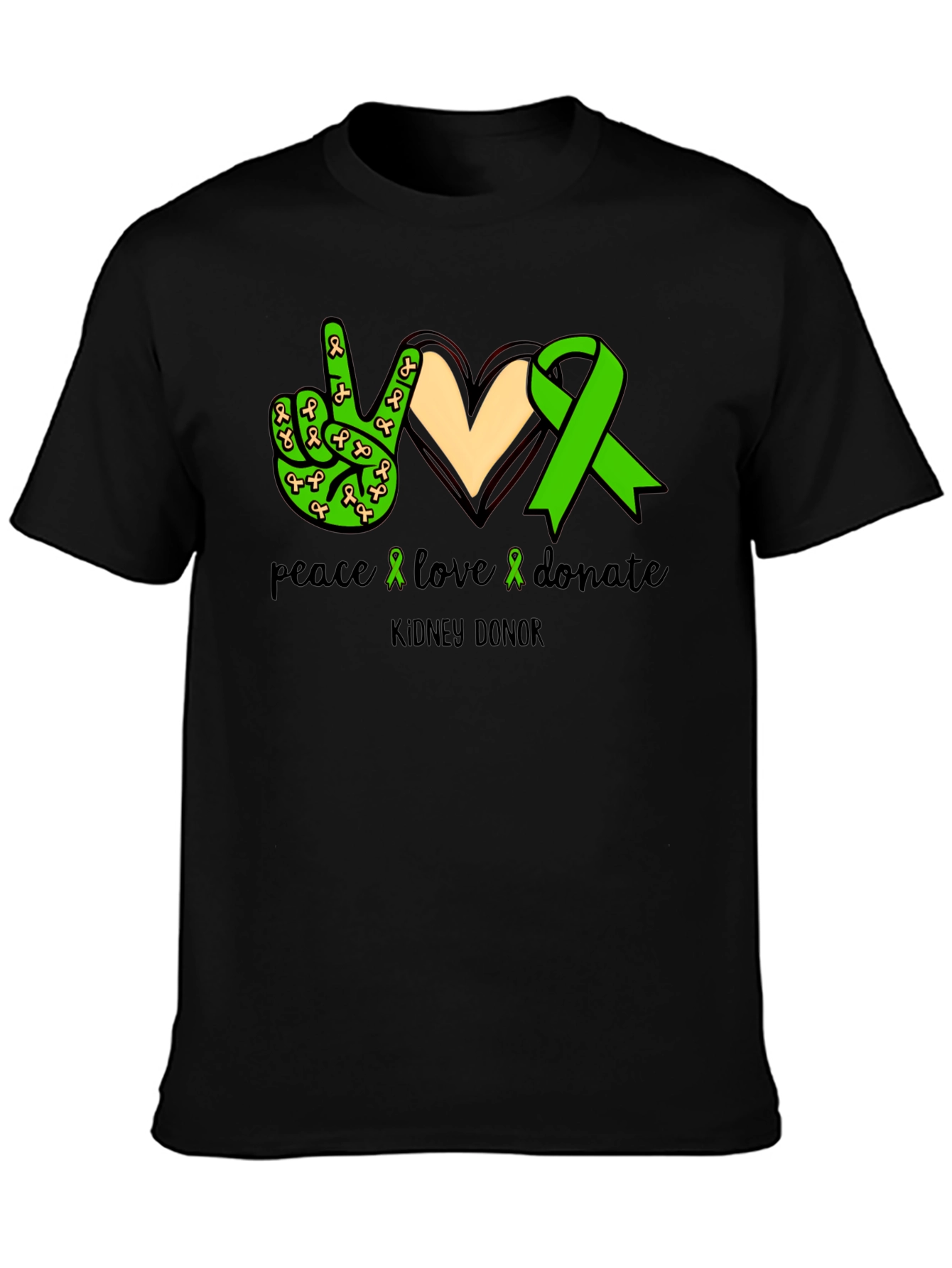 Peace Love Donate Kidney Donor Awareness T-Shirt