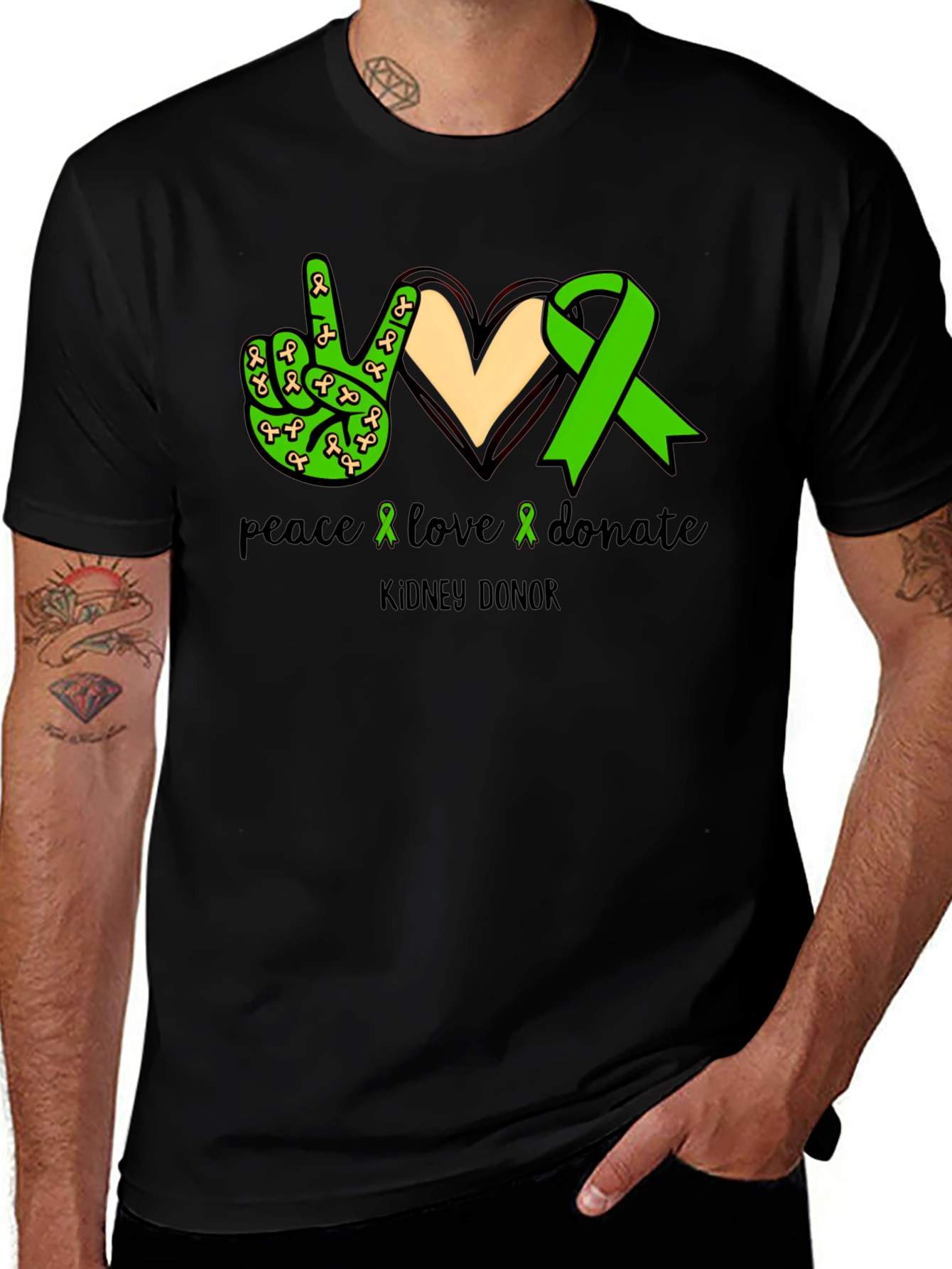 Peace Love Donate Kidney Donor Awareness T-Shirt