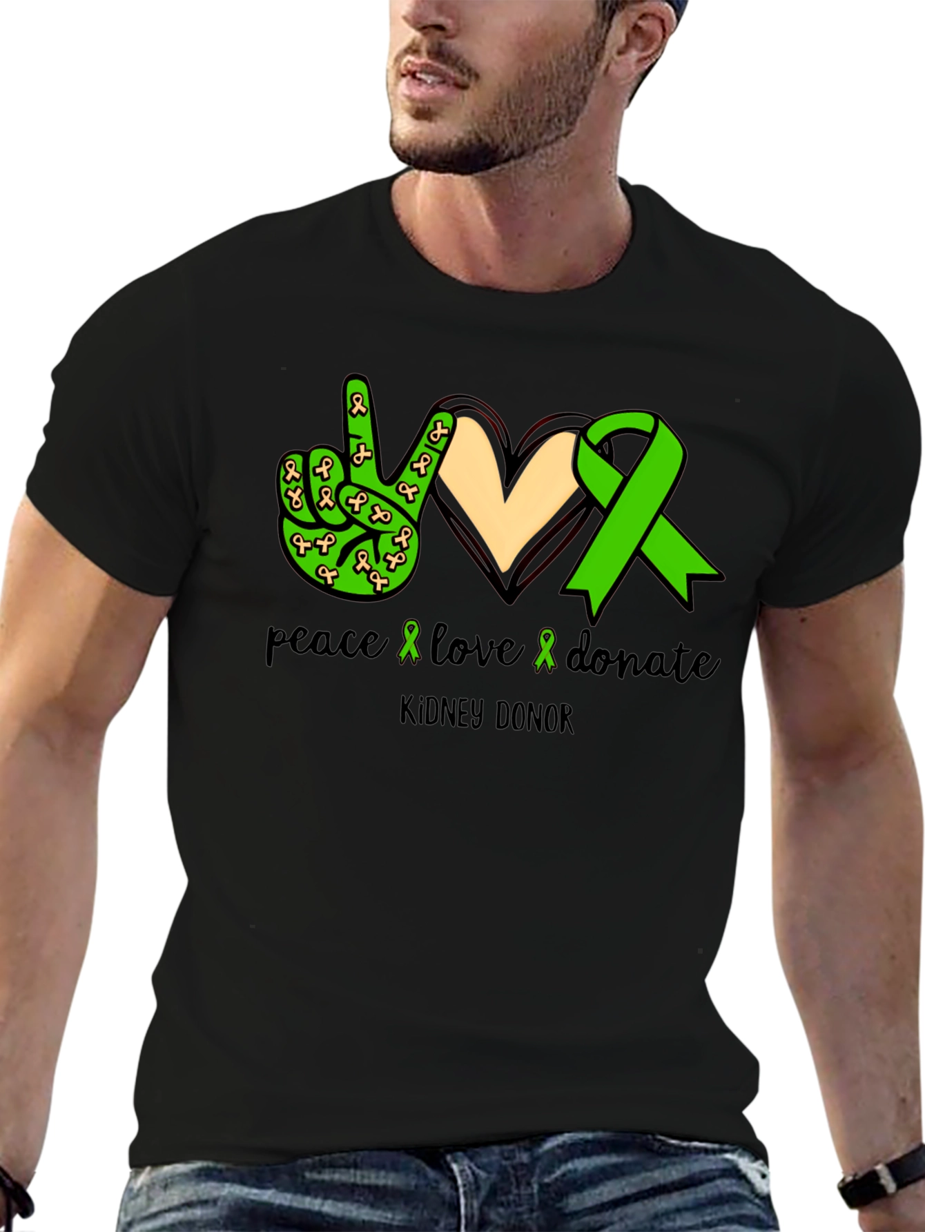 Peace Love Donate Kidney Donor Awareness T-Shirt