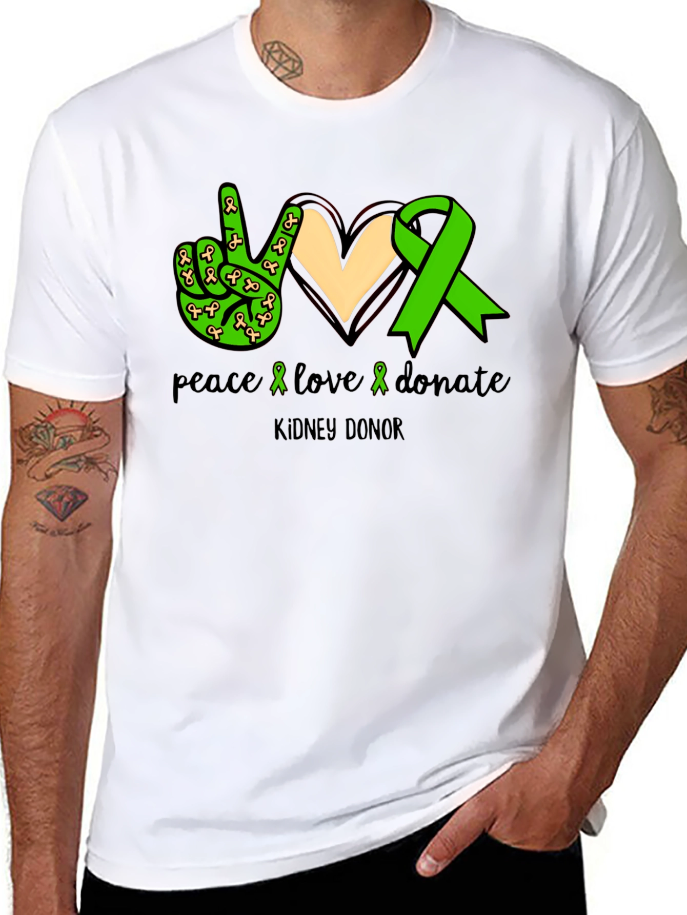 Peace Love Donate Kidney Donor Awareness T-Shirt