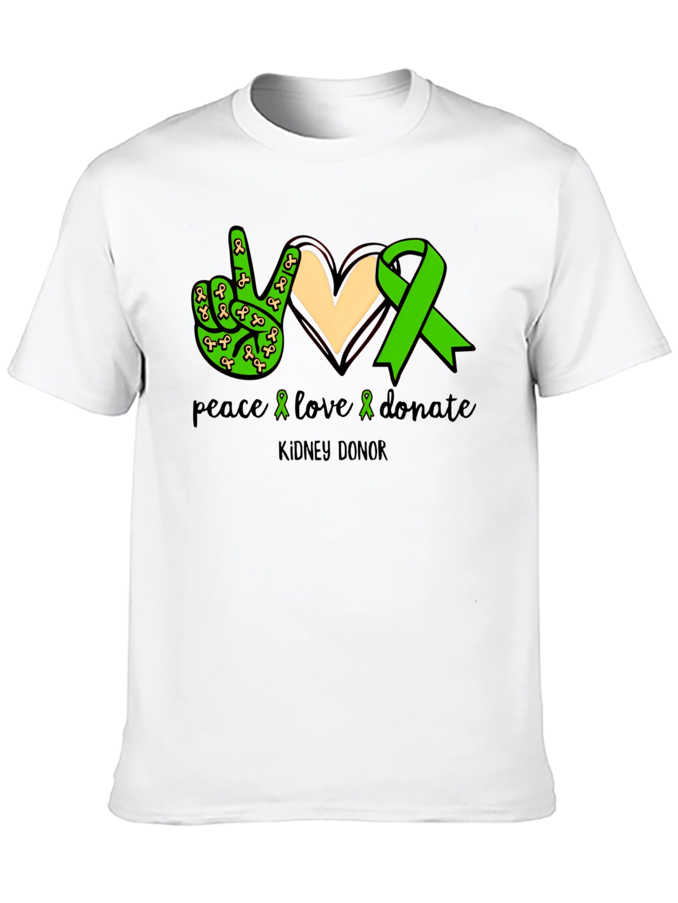 Peace Love Donate Kidney Donor Awareness T-Shirt