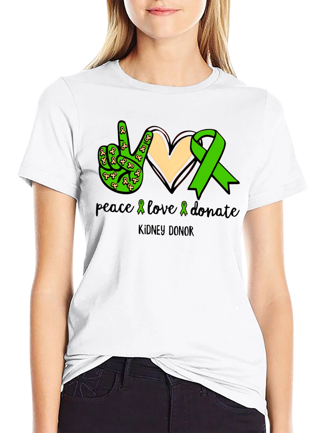 Peace Love Donate Kidney Donor Awareness T-Shirt