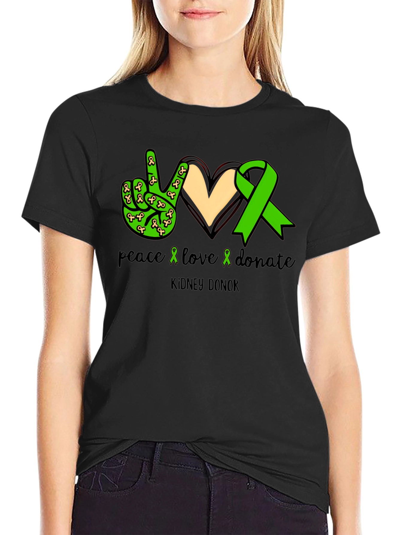 Peace Love Donate Kidney Donor Awareness T-Shirt