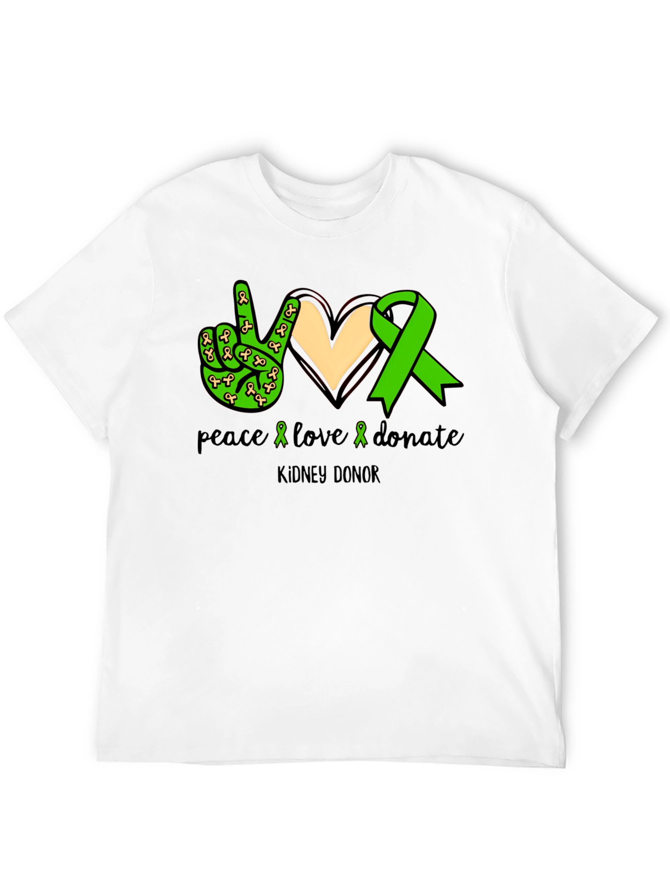 Peace Love Donate Kidney Donor Awareness T-Shirt