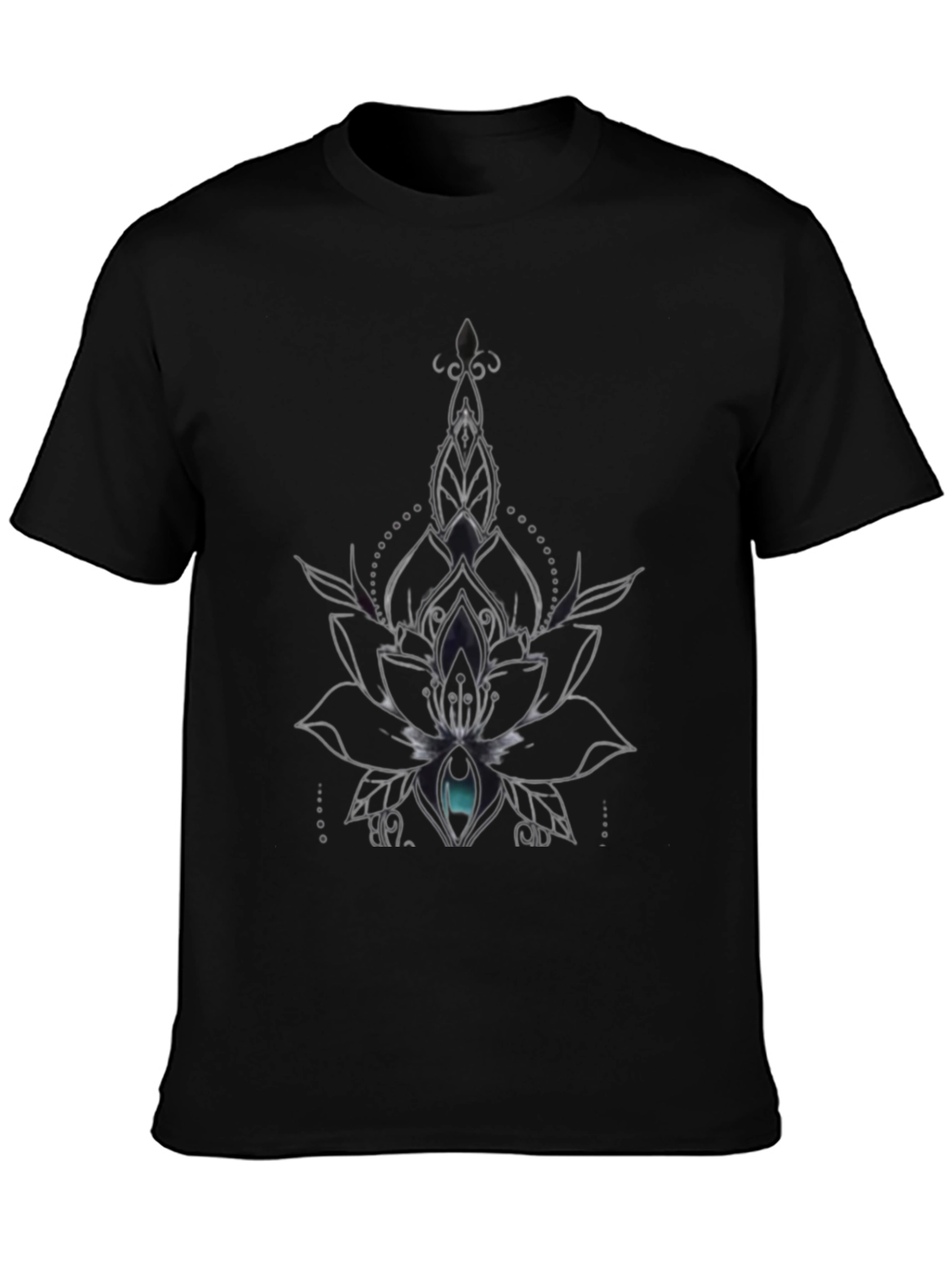 Black T-Shirt with Lotus Eye Design